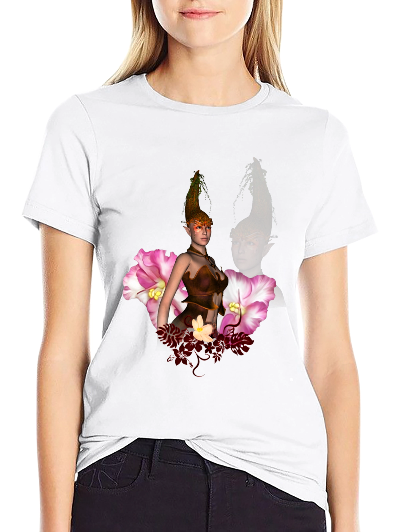 Mystic Elf Graphic Print Black T-Shirt