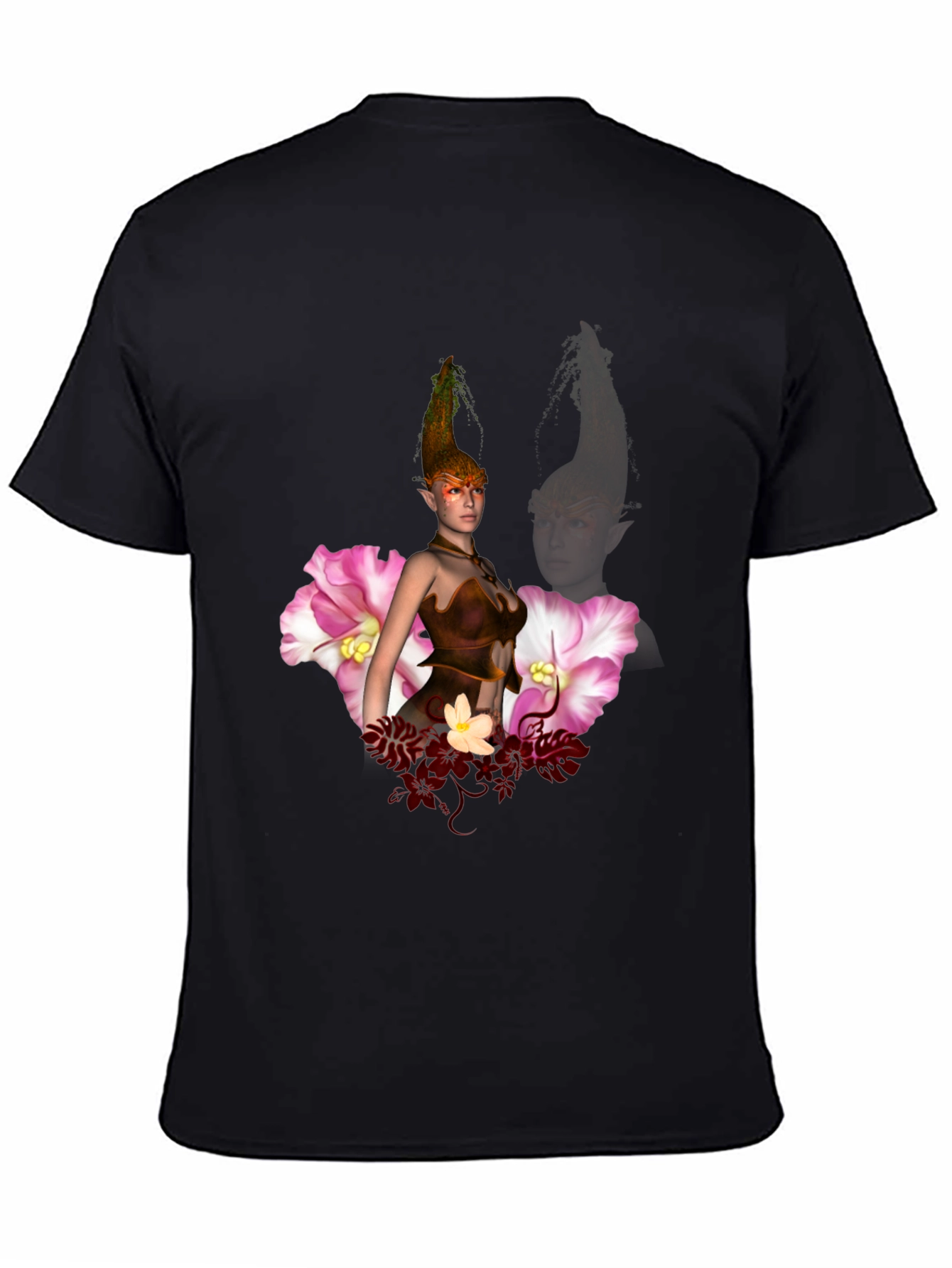 Mystic Elf Graphic Print Black T-Shirt