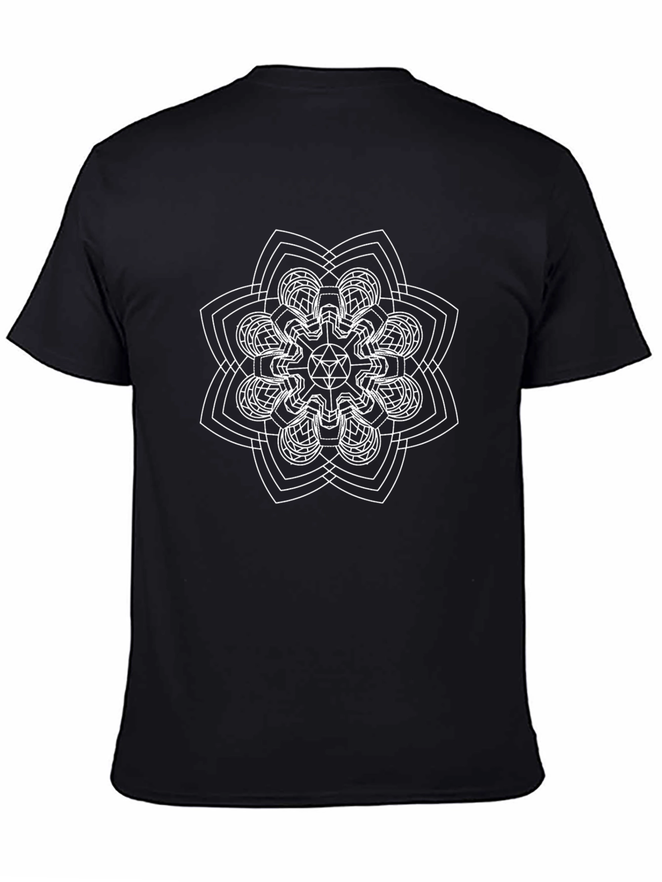 Geometric Mandala Graphic T-Shirt - Black