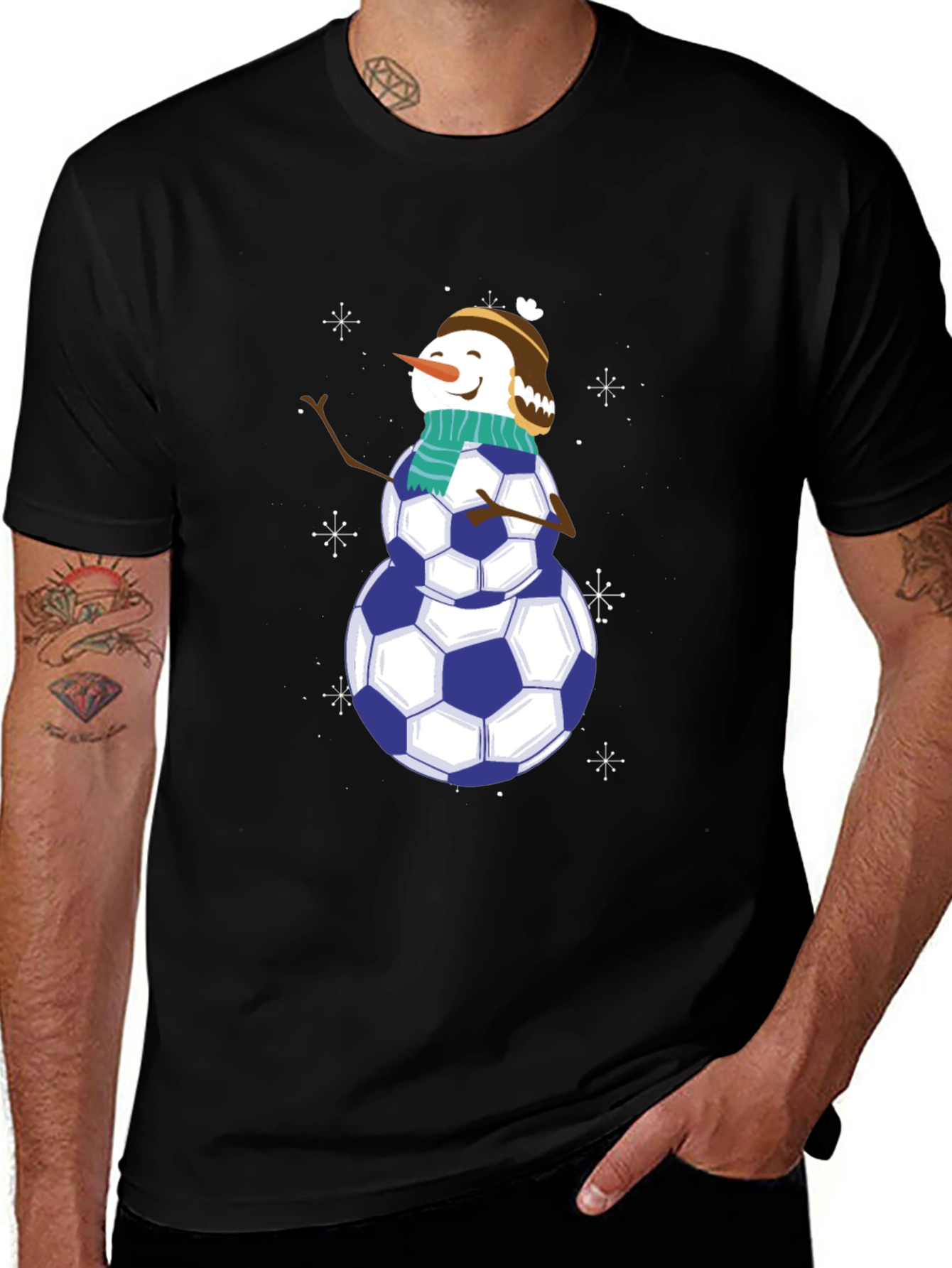 Soccer Snowman Graphic Tee - Black