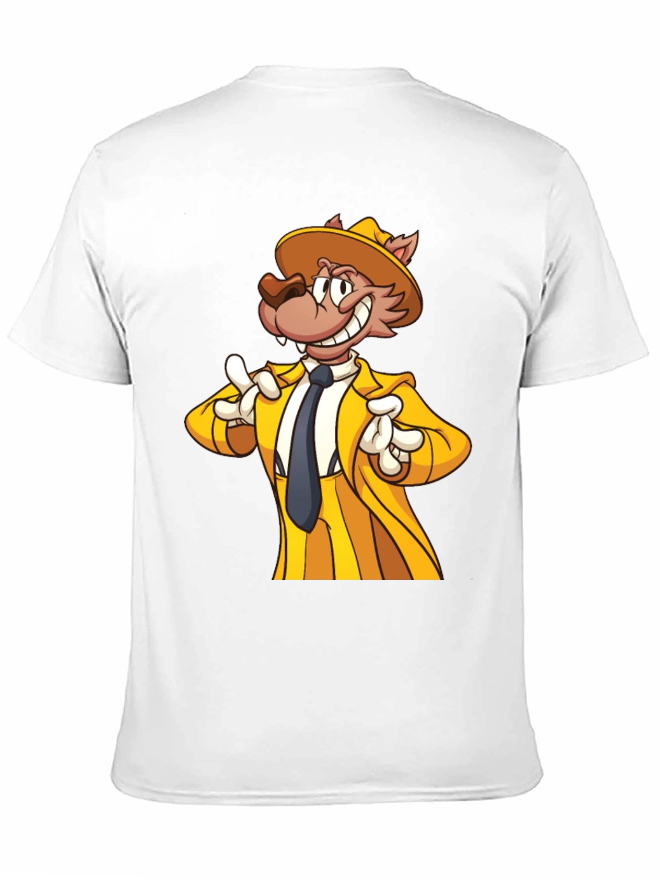 Cartoon Wolf in Yellow Suit - Mens Black T-Shirt