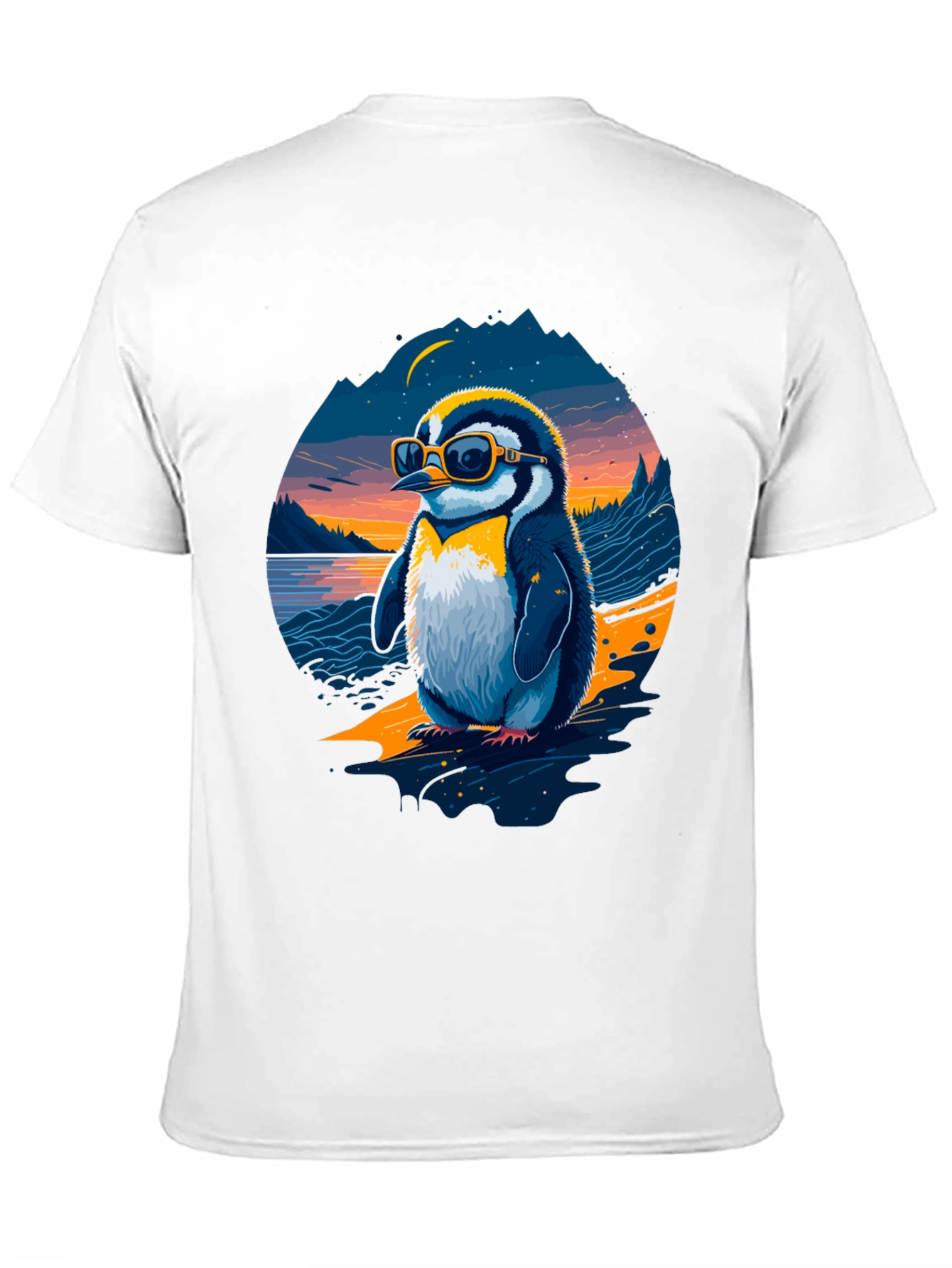 Cool Penguin Graphic Tee - Black Cotton Blend