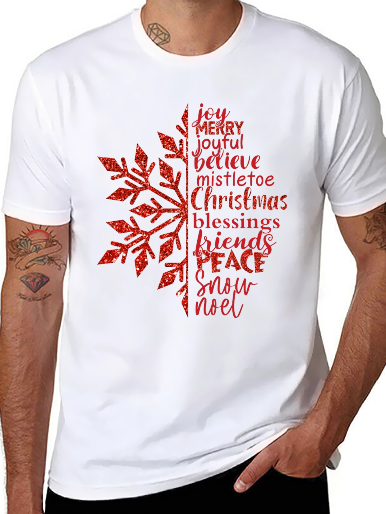 Festive Snowflake Word Art Graphic T-Shirt