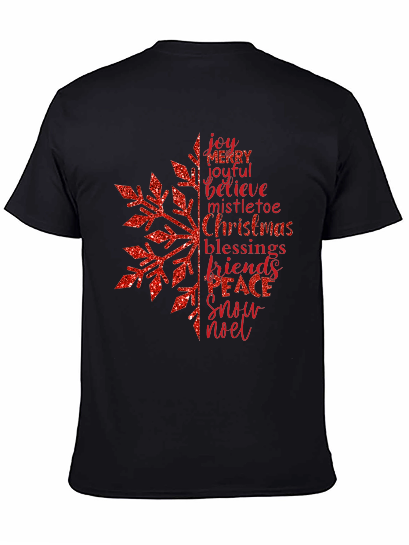 Festive Snowflake Word Art Graphic T-Shirt