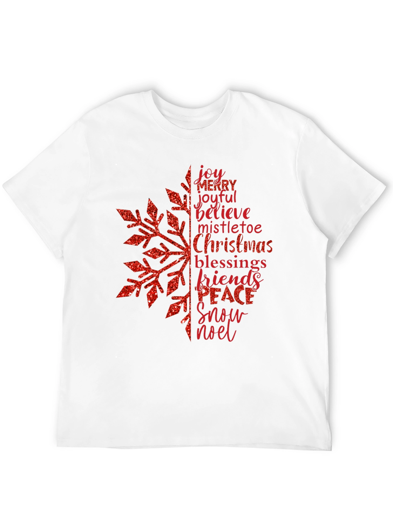 Festive Snowflake Word Art Graphic T-Shirt