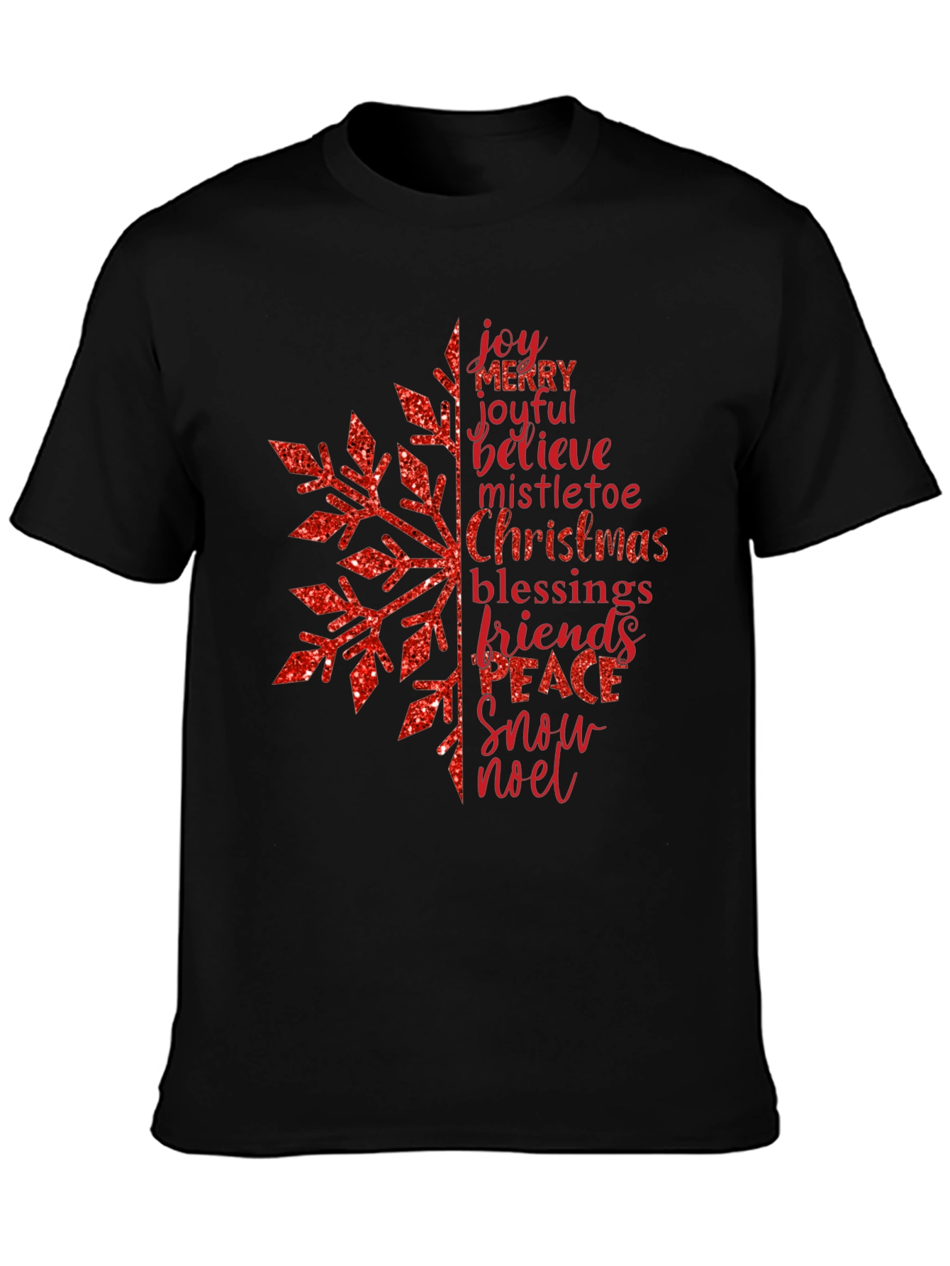 Festive Snowflake Word Art Graphic T-Shirt