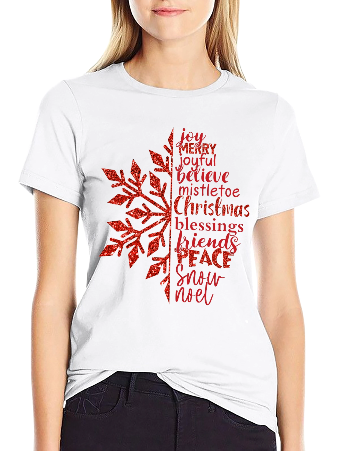 Festive Snowflake Word Art Graphic T-Shirt