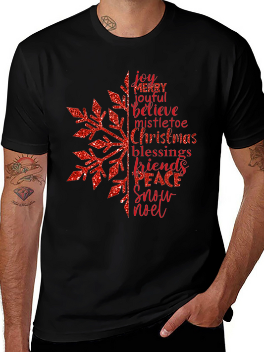 Festive Snowflake Word Art Graphic T-Shirt
