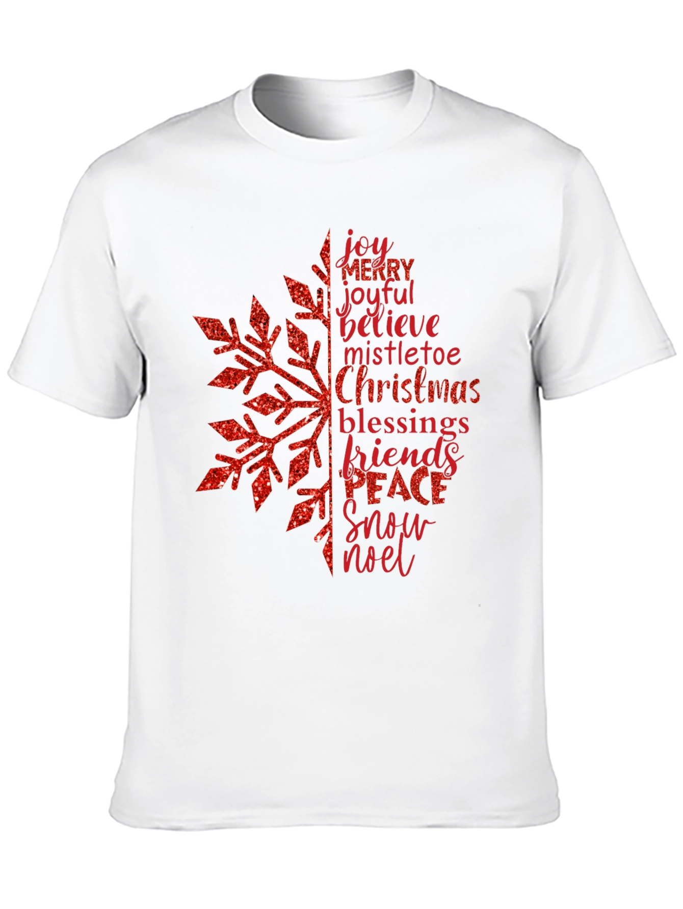 Festive Snowflake Word Art Graphic T-Shirt