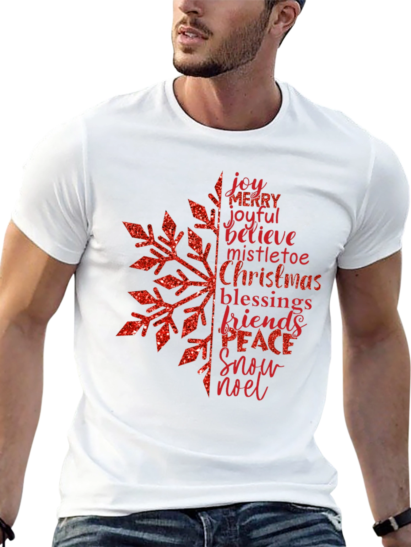 Festive Snowflake Word Art Graphic T-Shirt