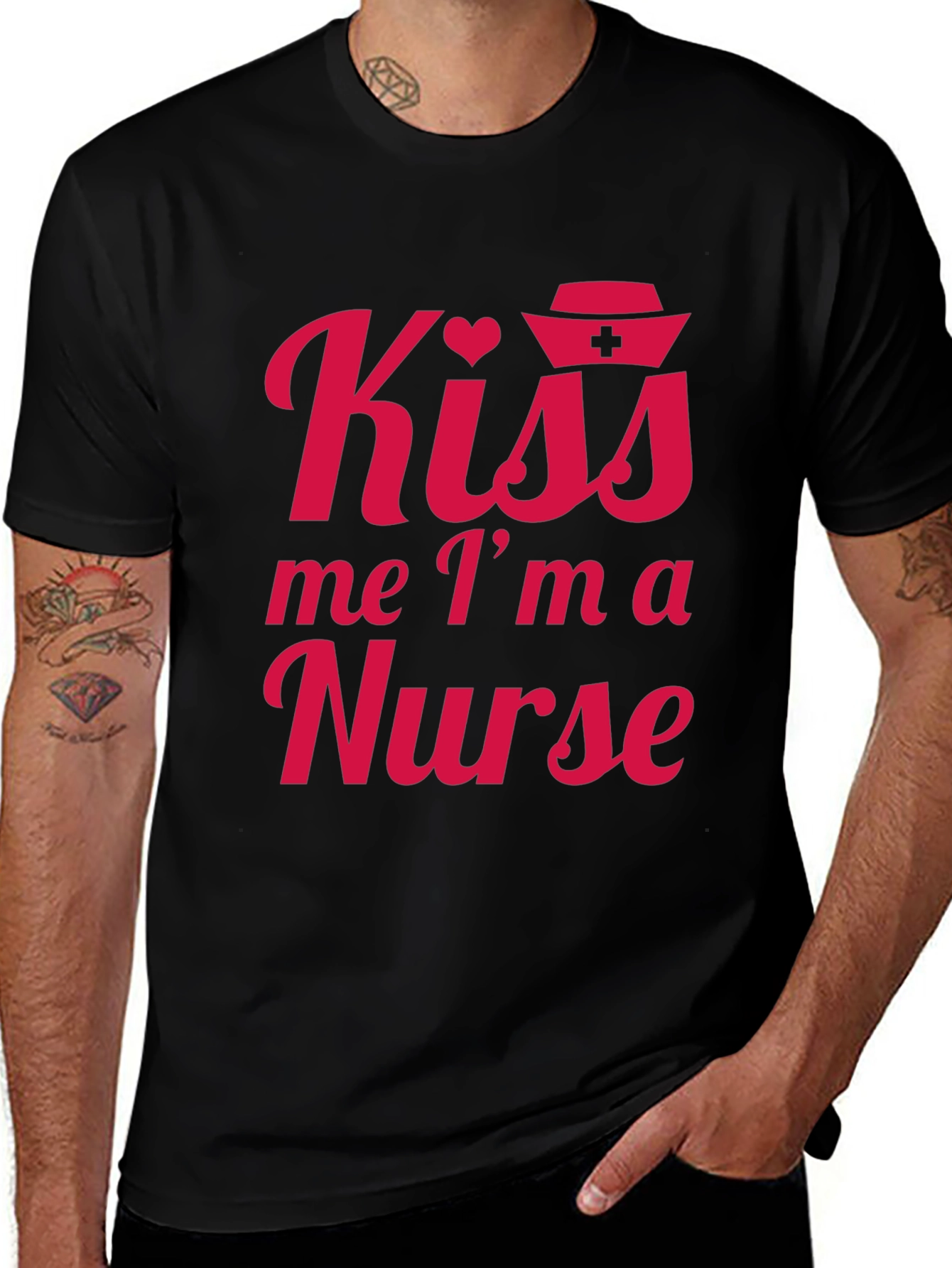Kiss Me Im A Nurse Tee - Black