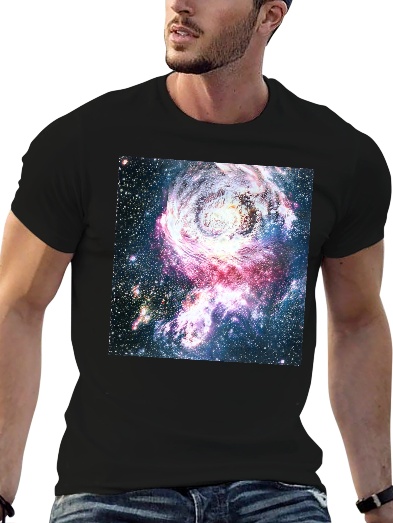 Galaxy Print Crew Neck T-Shirt