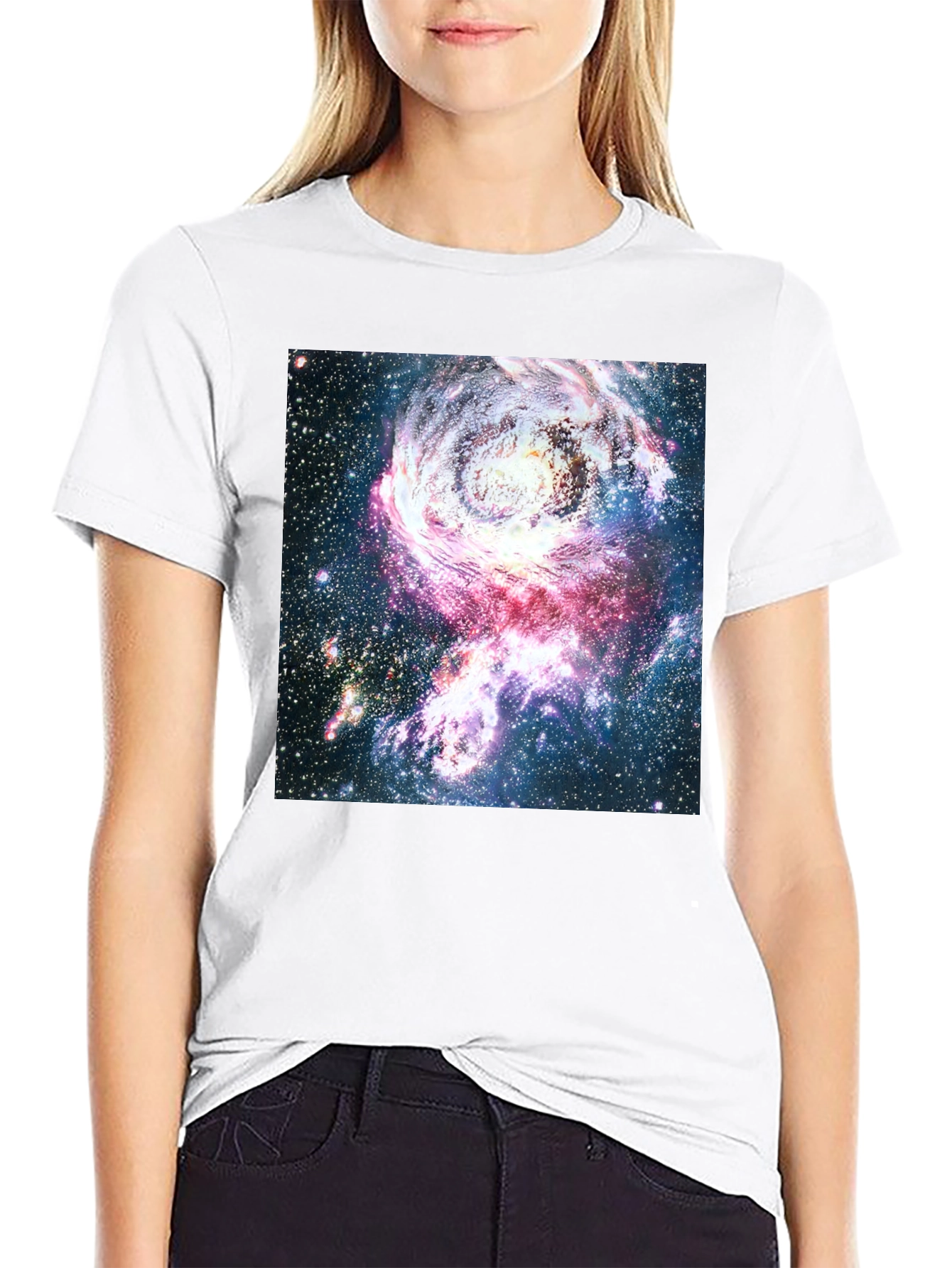 Galaxy Print Crew Neck T-Shirt