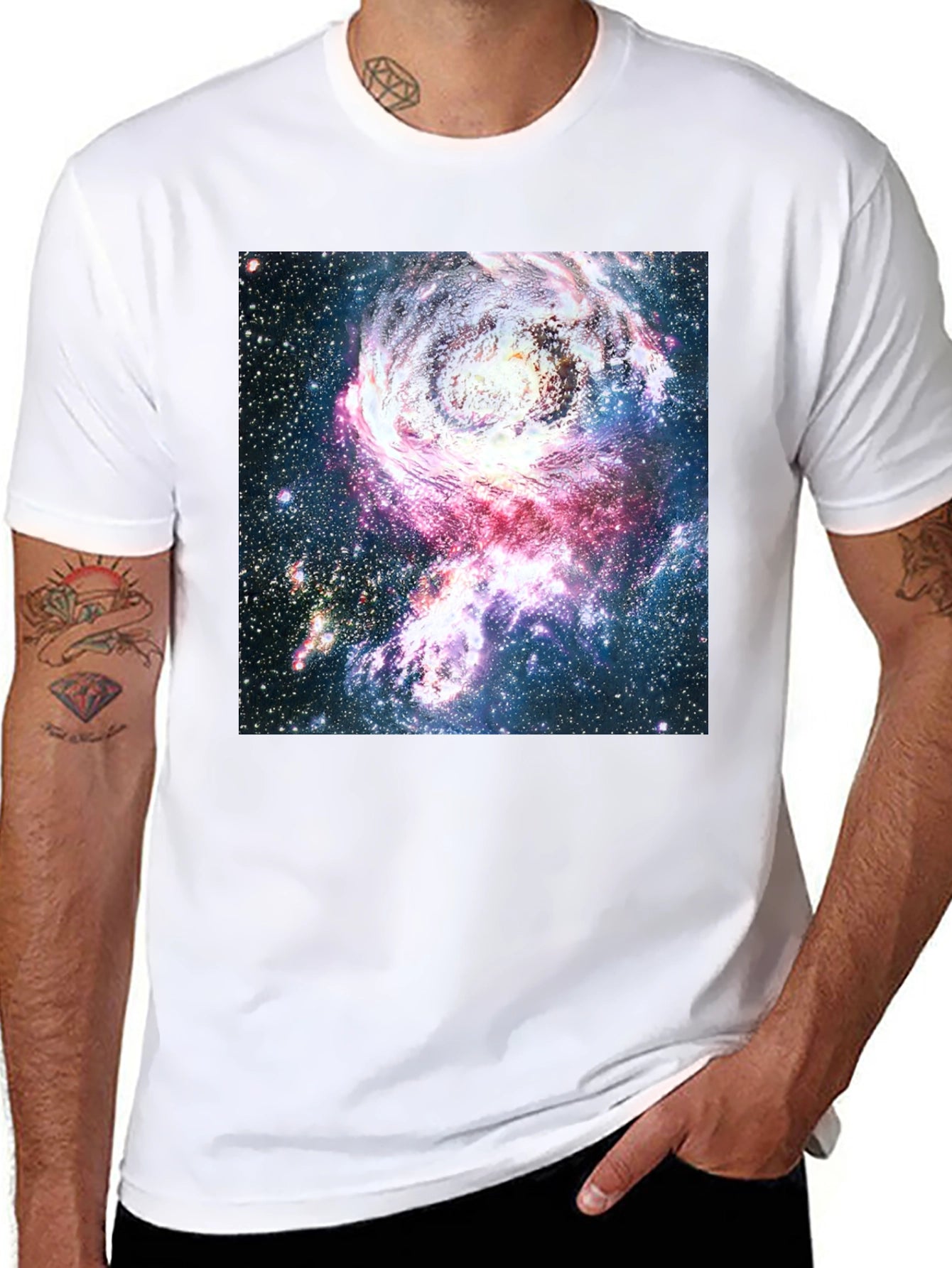 Galaxy Print Crew Neck T-Shirt