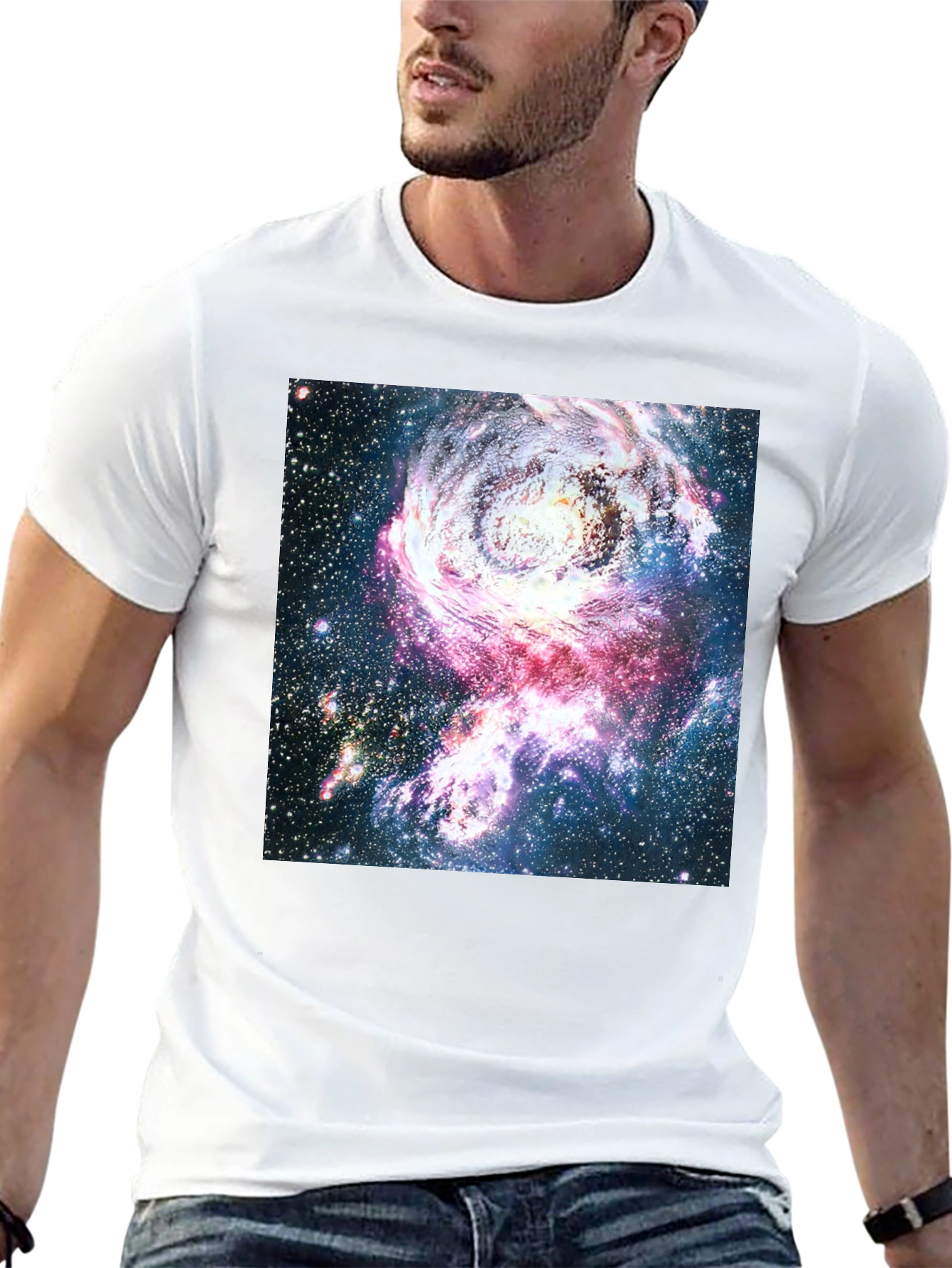 Galaxy Print Crew Neck T-Shirt