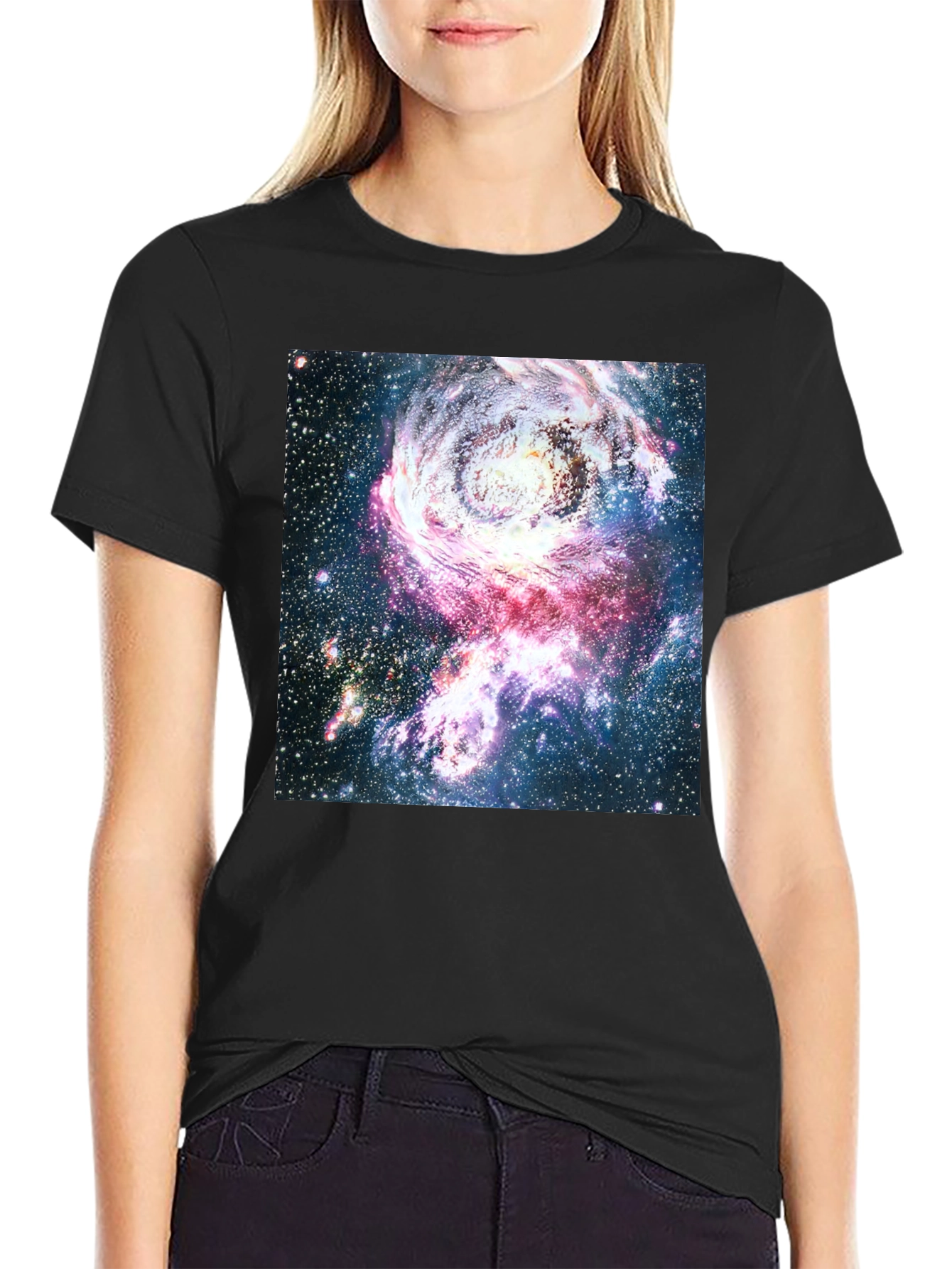 Galaxy Print Crew Neck T-Shirt