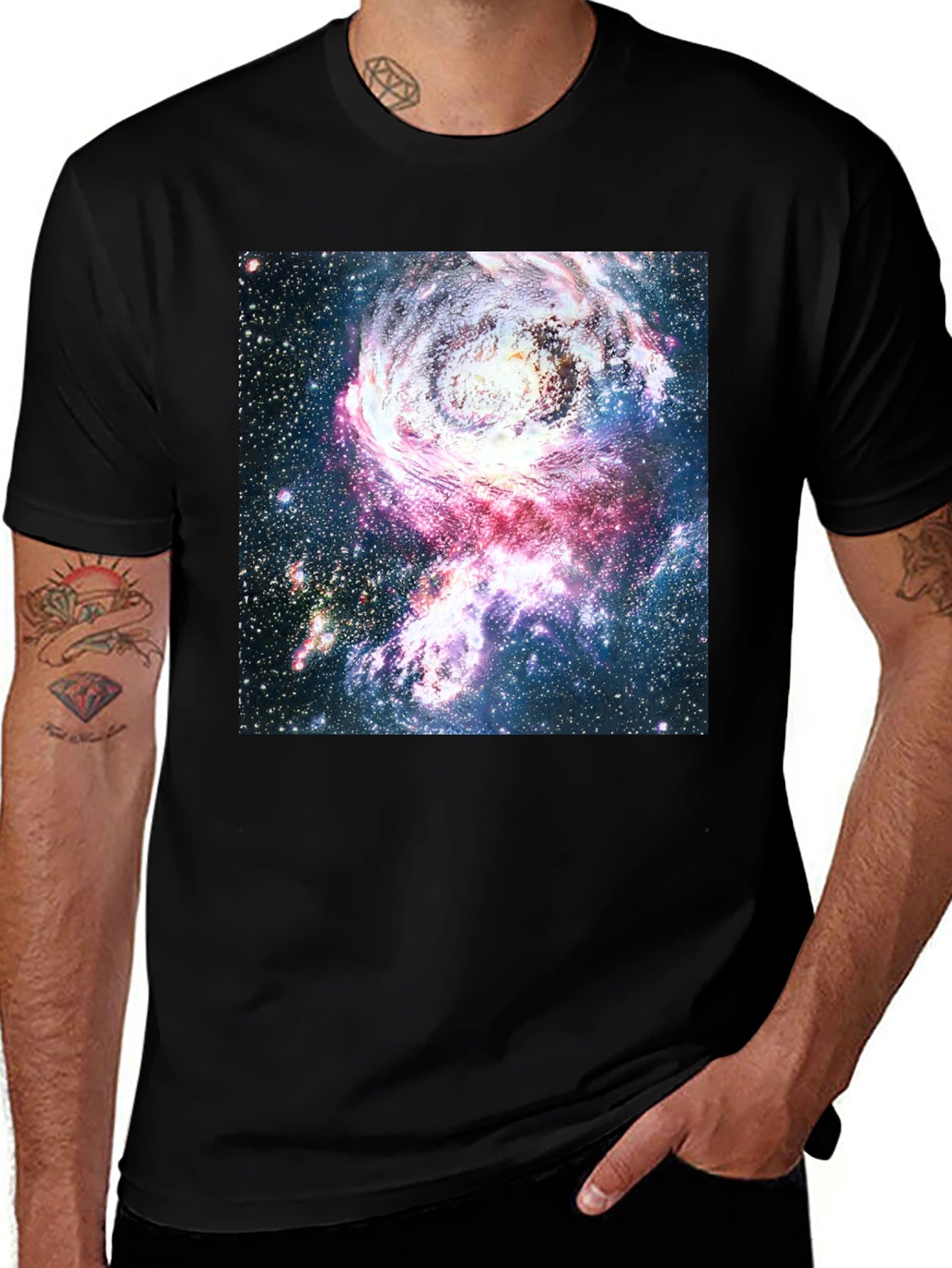 Galaxy Print Crew Neck T-Shirt