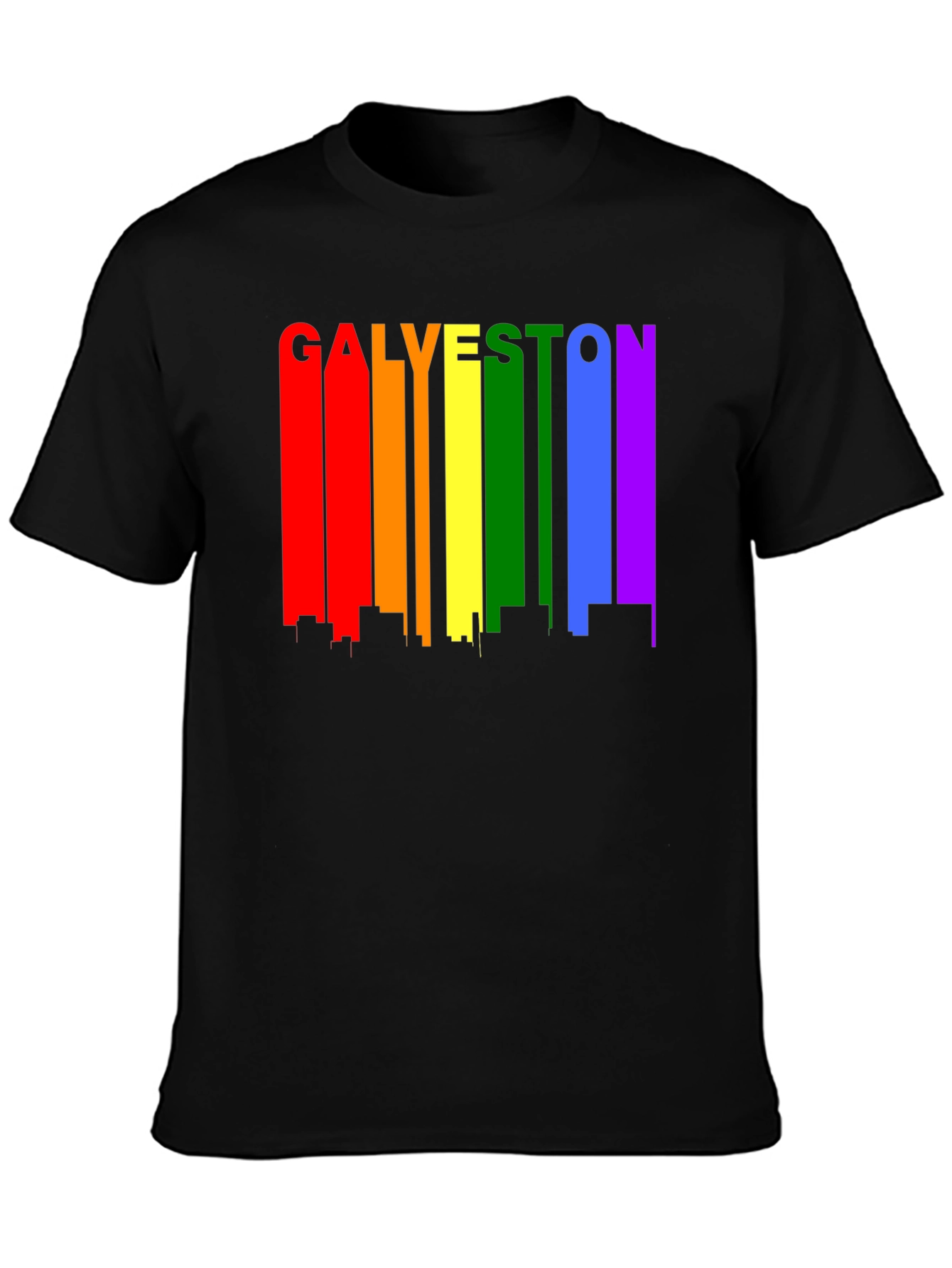 Galveston Pride Rainbow Skyline Graphic T-Shirt