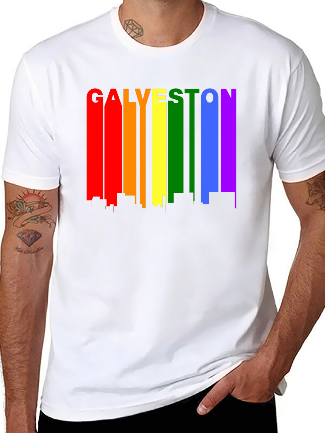 Galveston Pride Rainbow Skyline Graphic T-Shirt