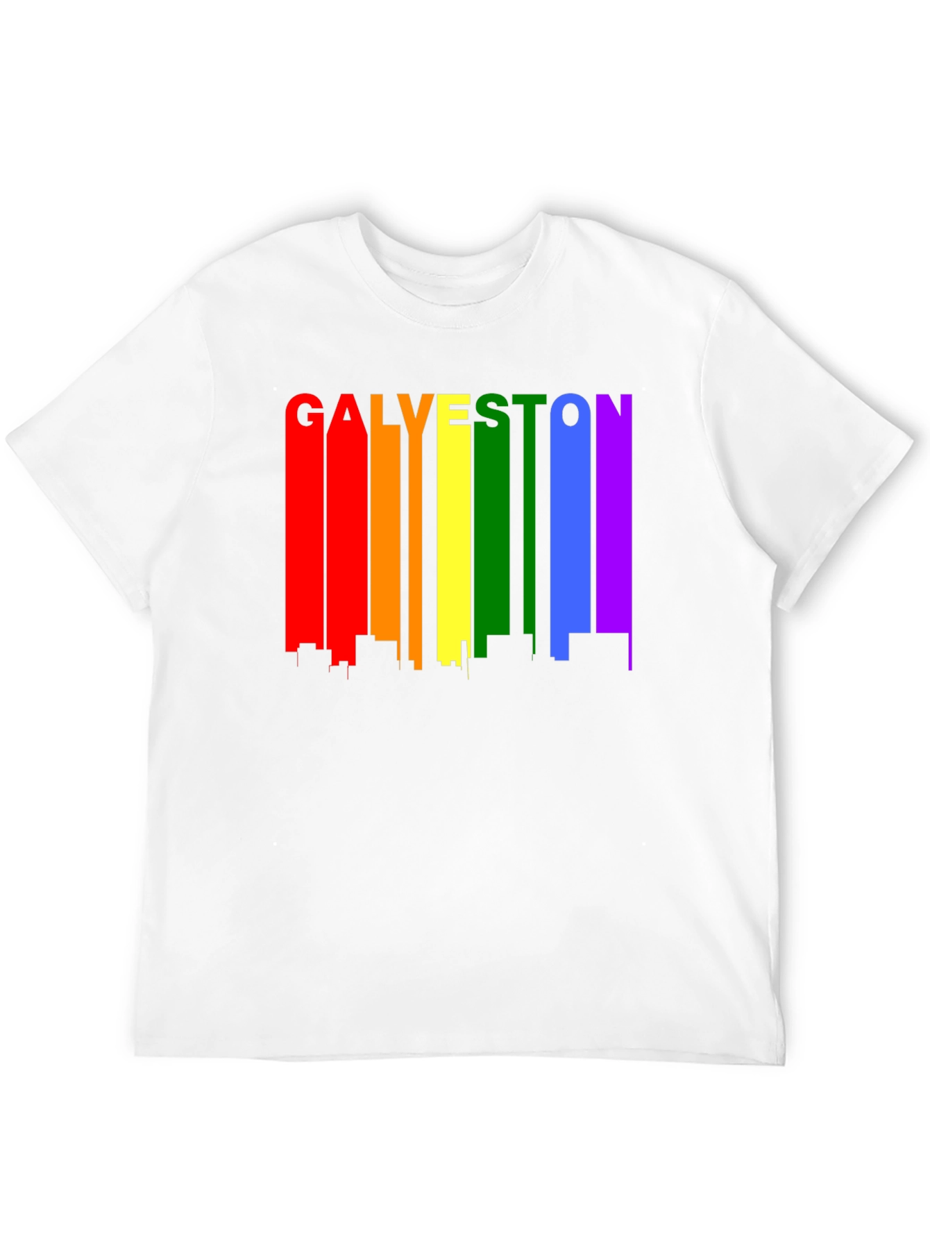 Galveston Pride Rainbow Skyline Graphic T-Shirt