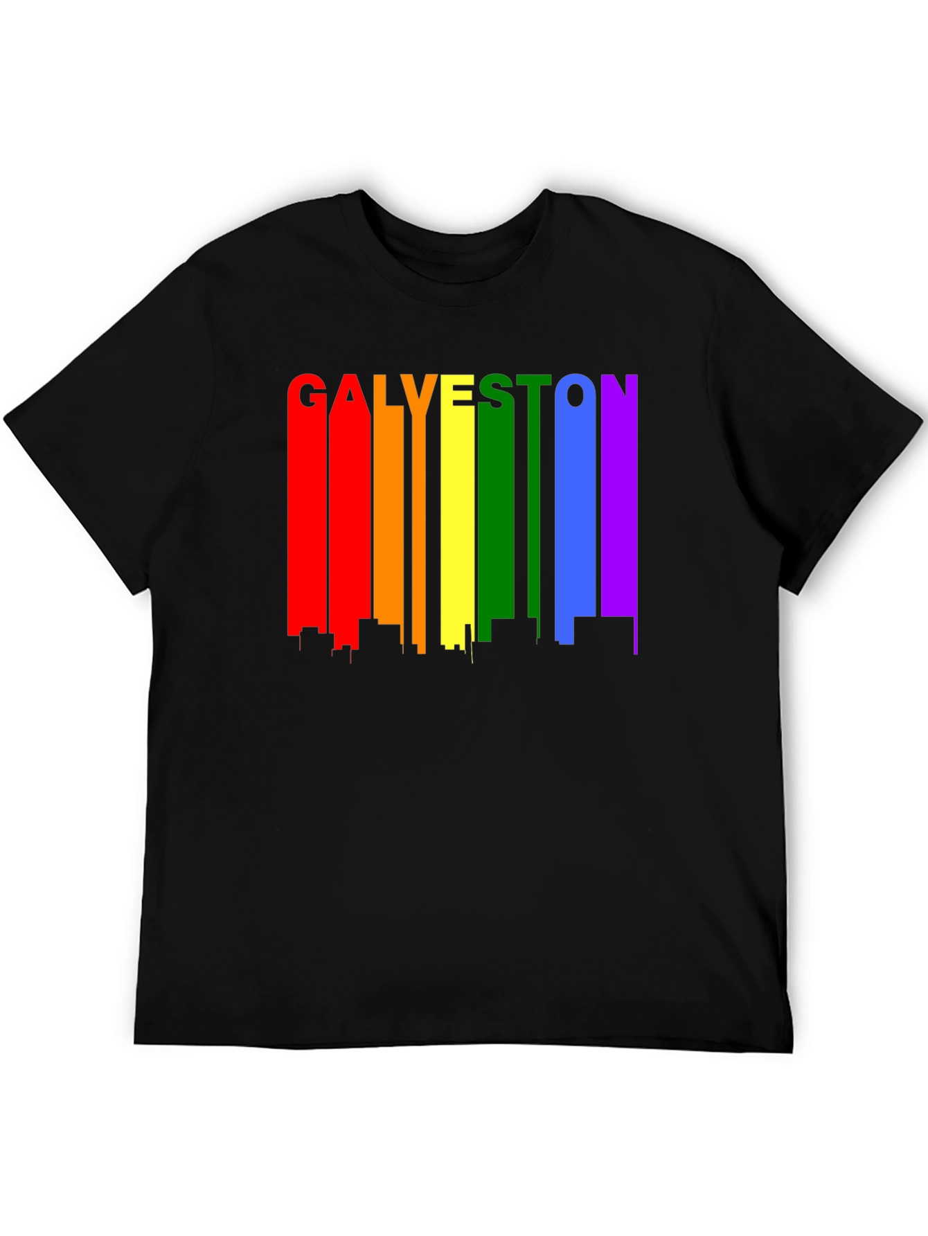 Galveston Pride Rainbow Skyline Graphic T-Shirt