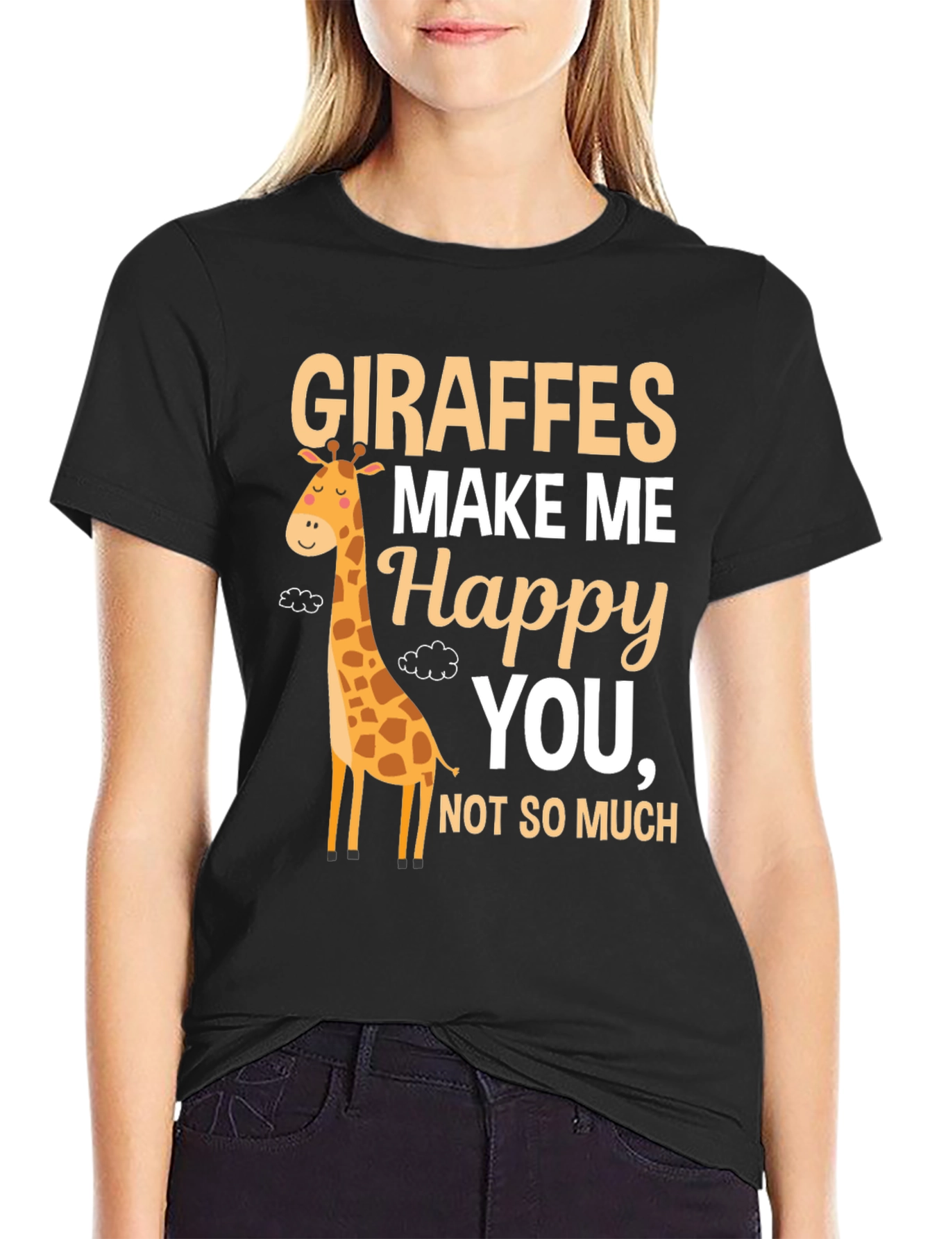 Giraffes Make Me Happy T-Shirt Cute Animal Tee