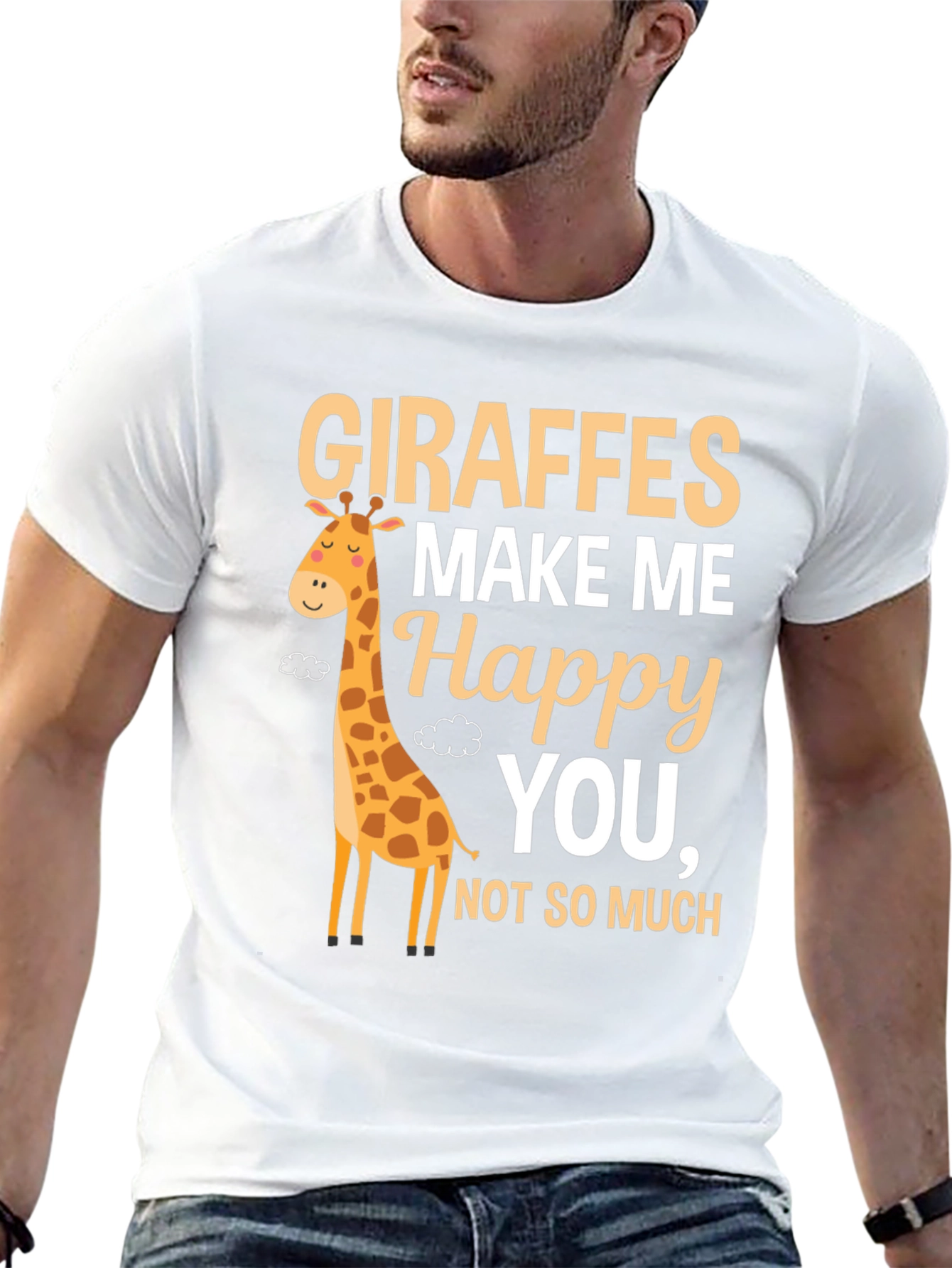 Giraffes Make Me Happy T-Shirt Cute Animal Tee