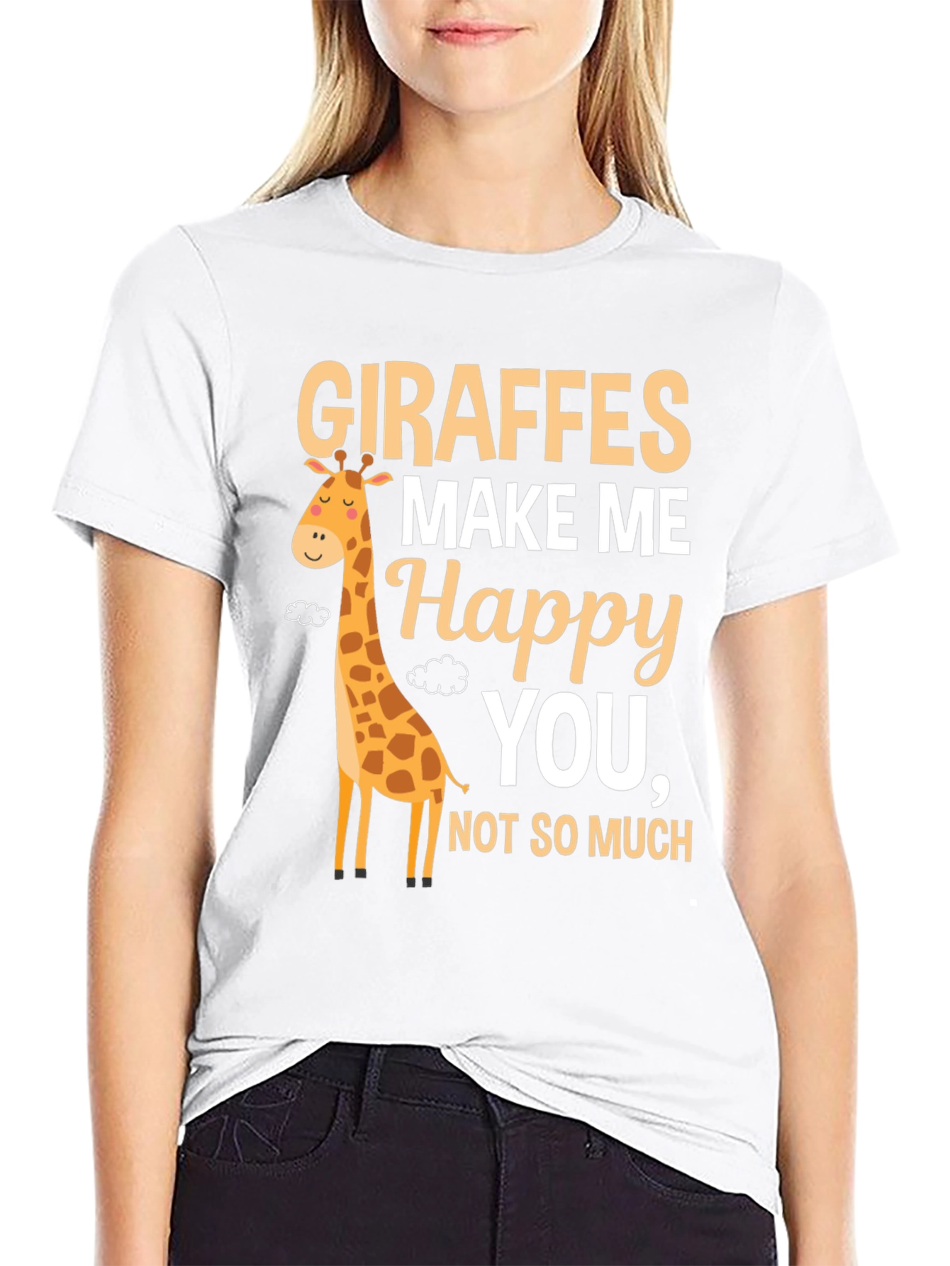 Giraffes Make Me Happy T-Shirt Cute Animal Tee