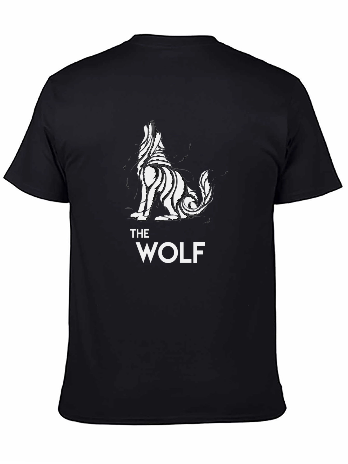 Tribal Wolf Graphic Tee - Black Cotton T-Shirt