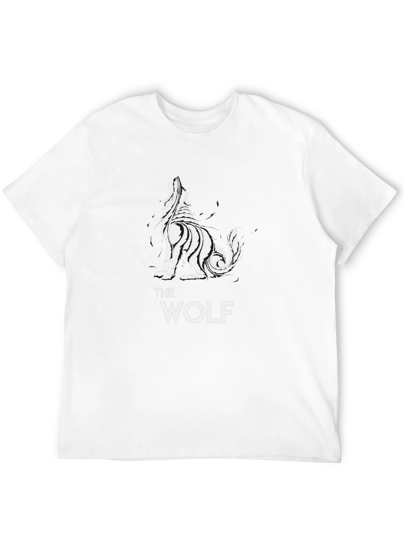 Tribal Wolf Graphic Tee - Black Cotton T-Shirt