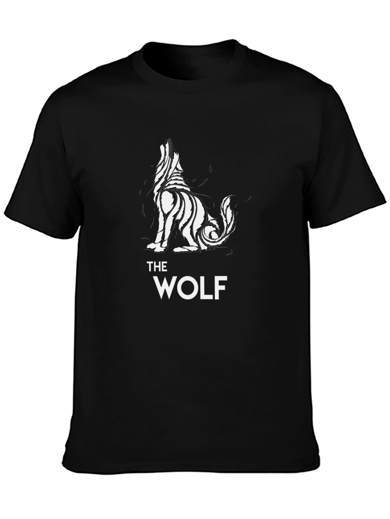 Tribal Wolf Graphic Tee - Black Cotton T-Shirt