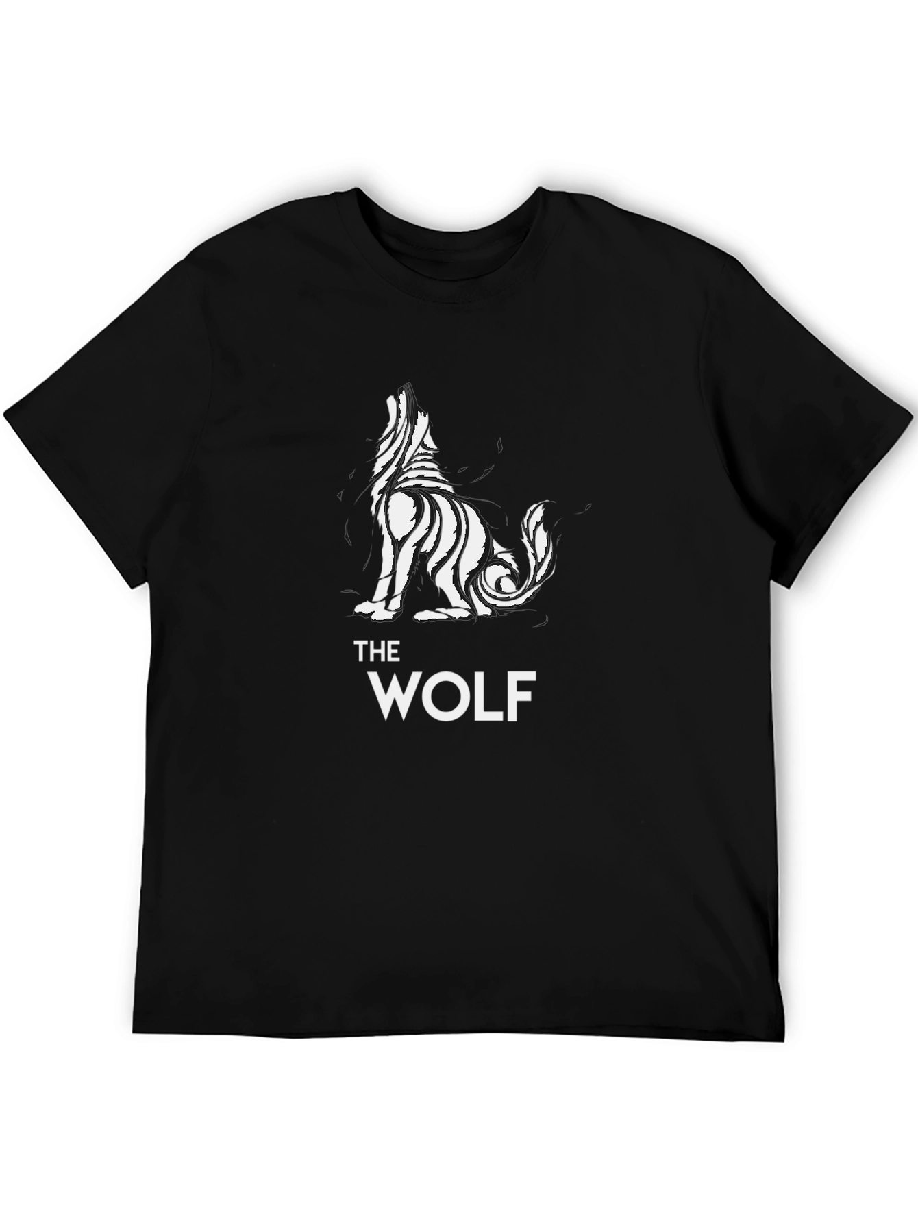 Tribal Wolf Graphic Tee - Black Cotton T-Shirt