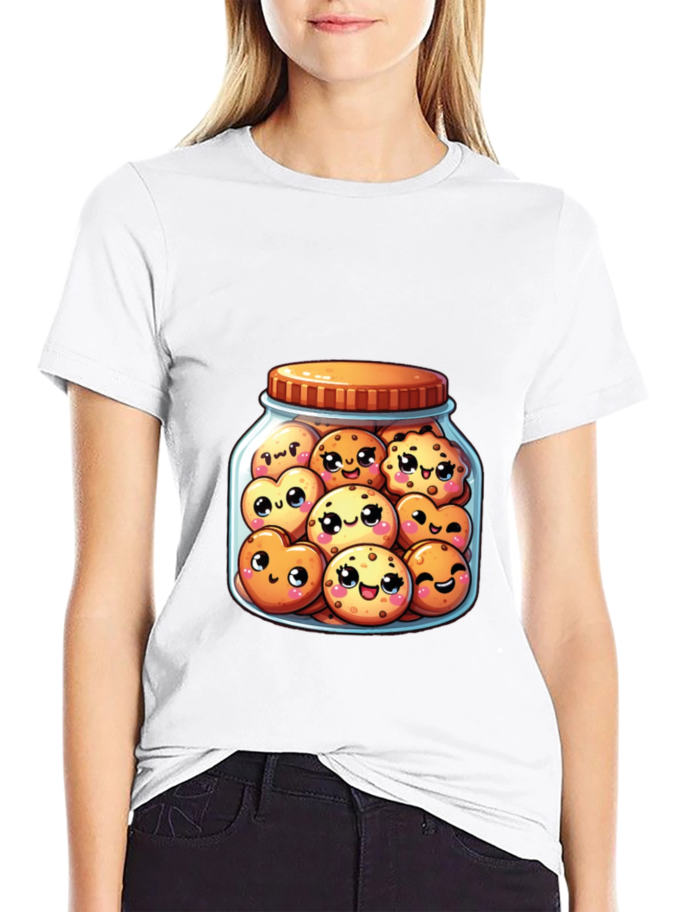Kawaii Cookies in Jar T-Shirt - Cute Foodie Tee