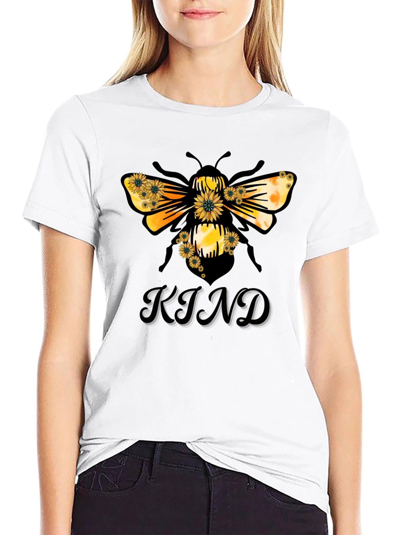 Kind Bee Graphic Tee - Black Casual T-Shirt