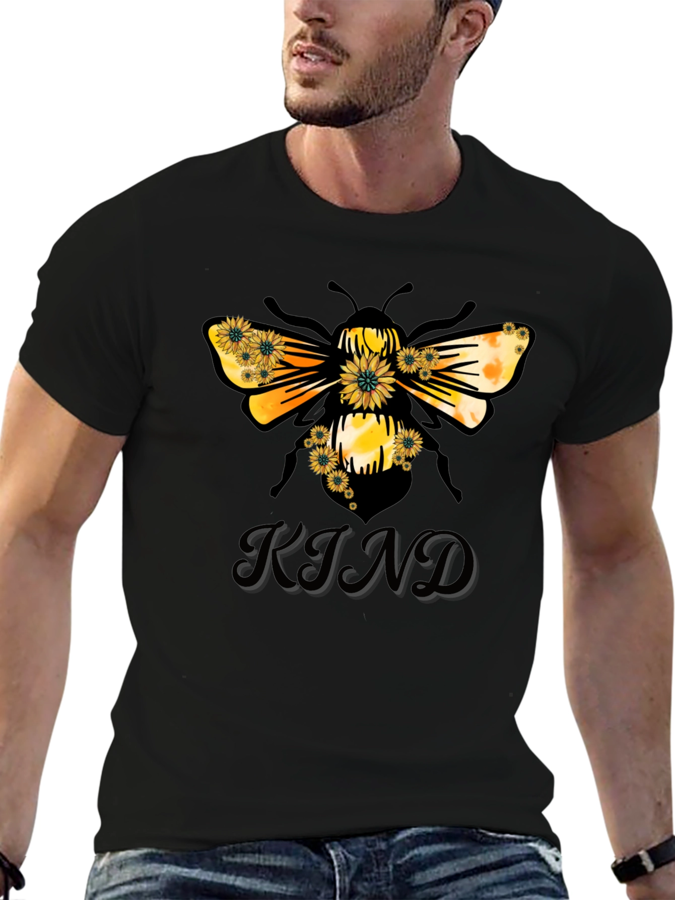 Kind Bee Graphic Tee - Black Casual T-Shirt