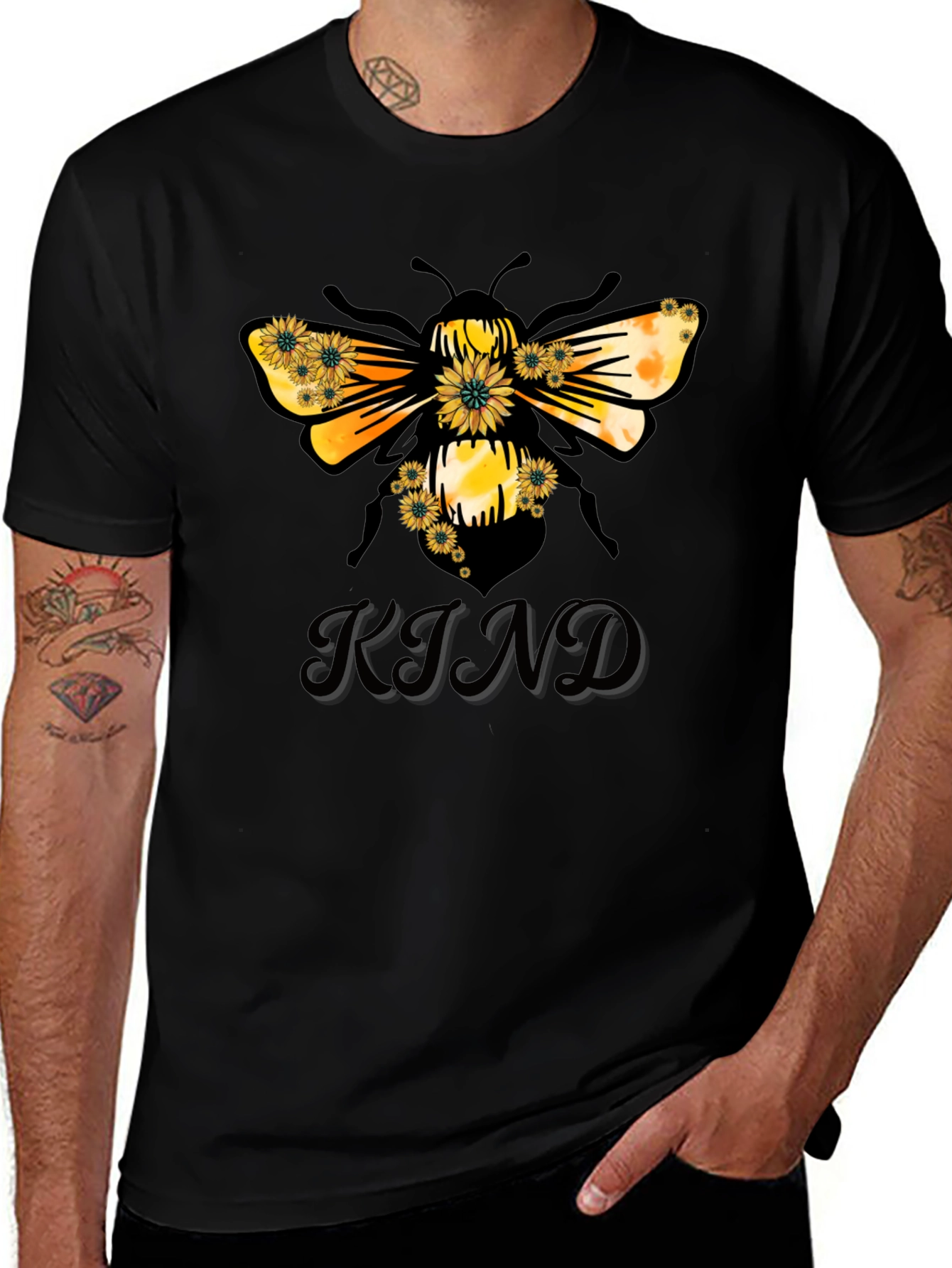 Kind Bee Graphic Tee - Black Casual T-Shirt