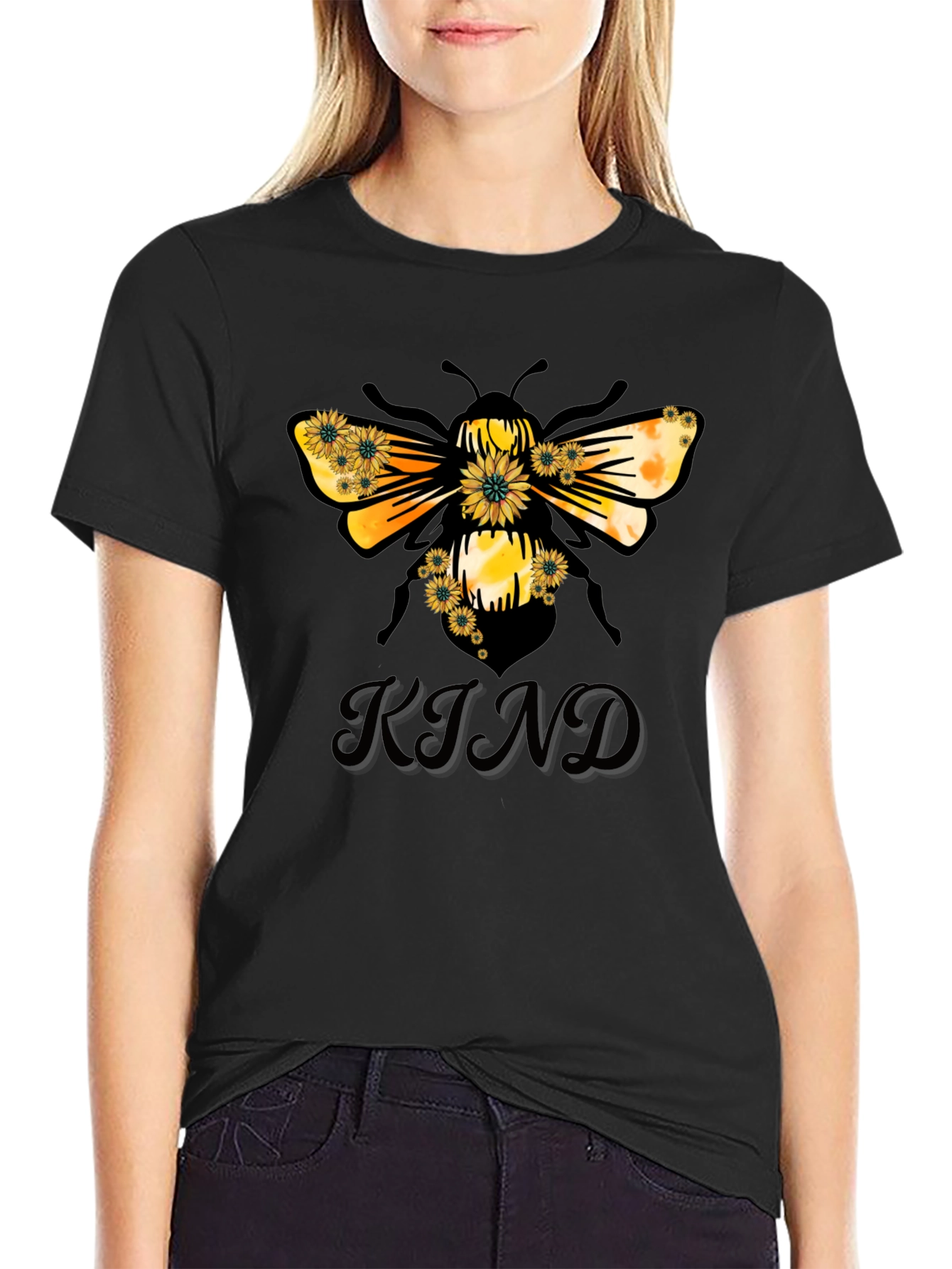 Kind Bee Graphic Tee - Black Casual T-Shirt