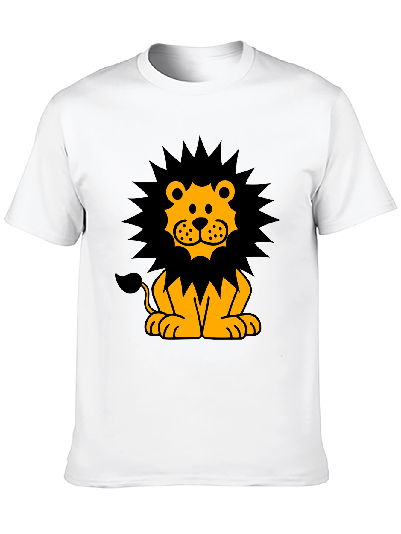 Cartoon Lion Graphic T-Shirt - Black