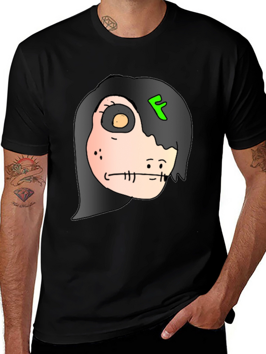 Creepy Character Graphic Print Black T-Shirt