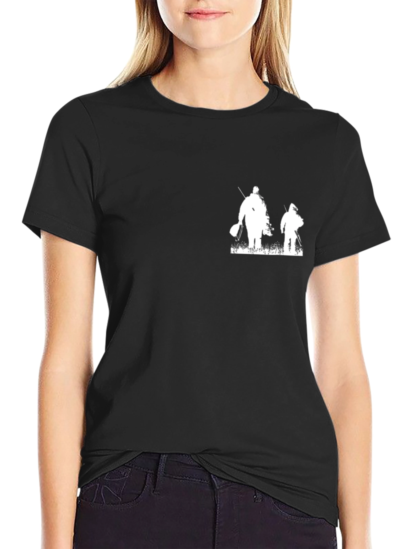 Black T-Shirt with Angler Silhouette Graphic