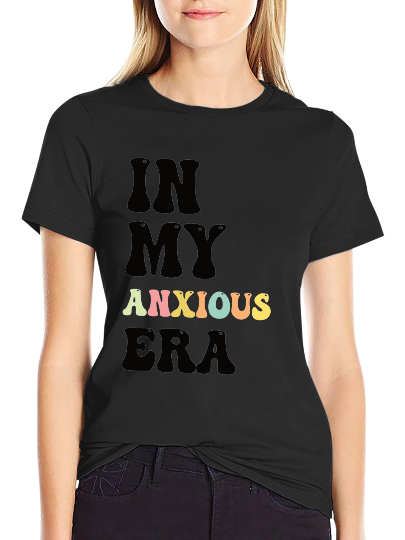 Anxious Era Black T-Shirt - Trendy Comfort