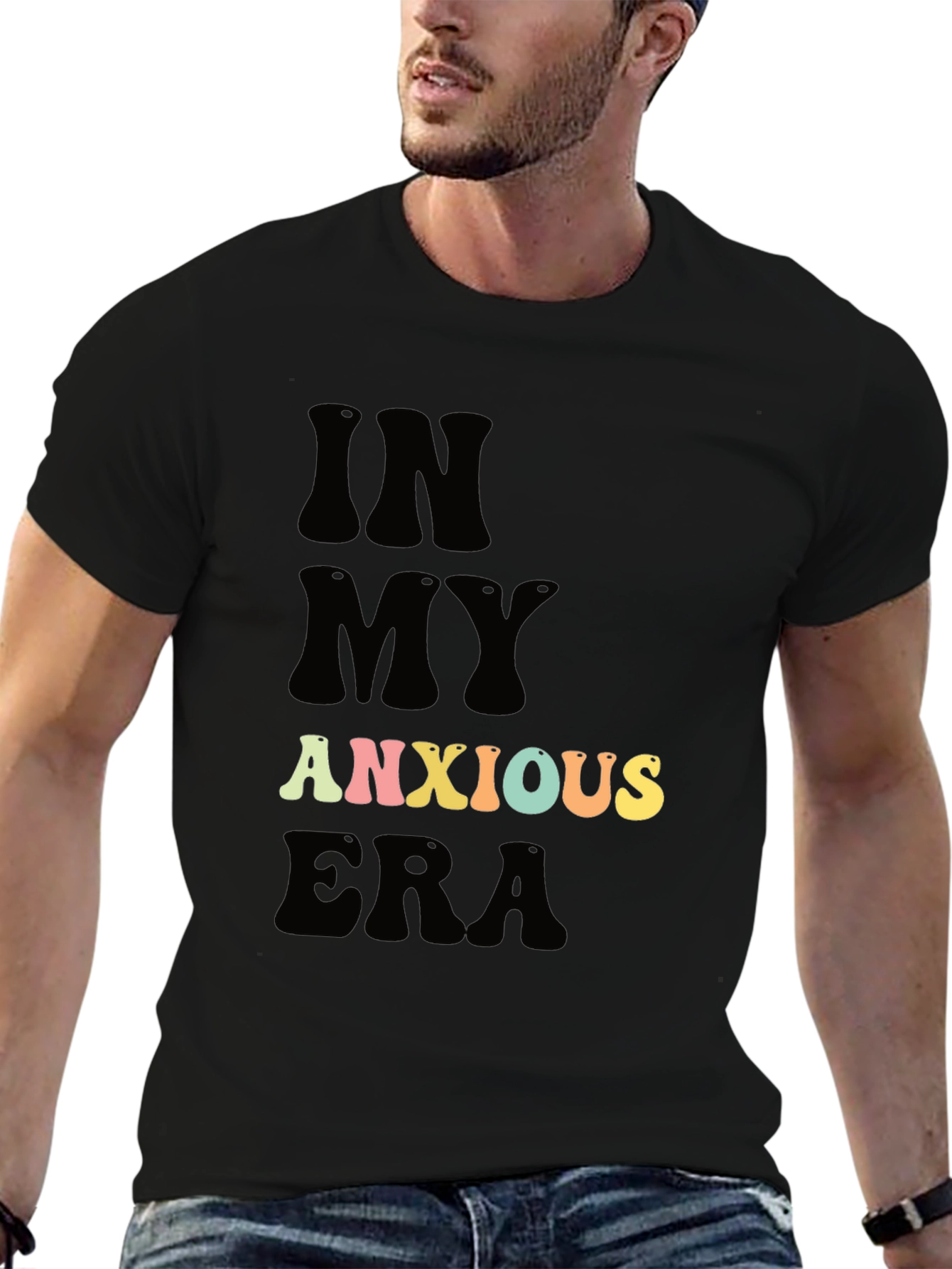 Anxious Era Black T-Shirt - Trendy Comfort