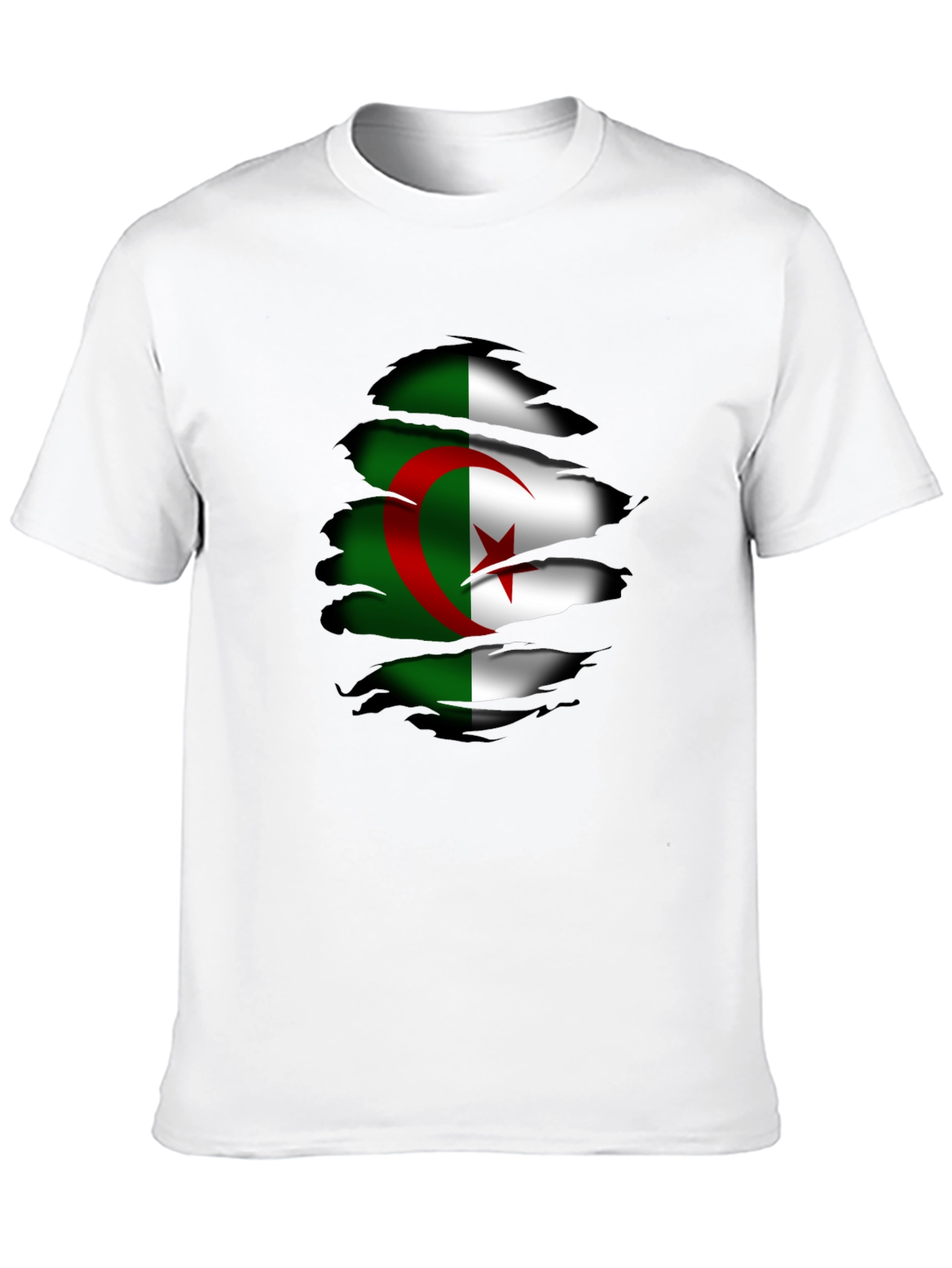 Algeria Flag Ripped T-Shirt - Unique Graphic Tee