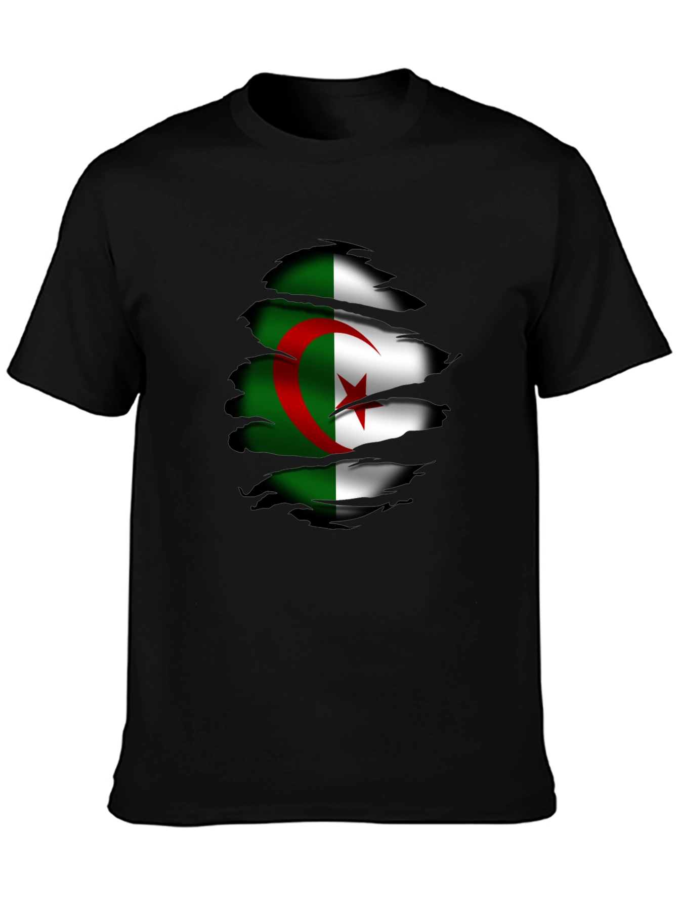 Algeria Flag Ripped T-Shirt - Unique Graphic Tee