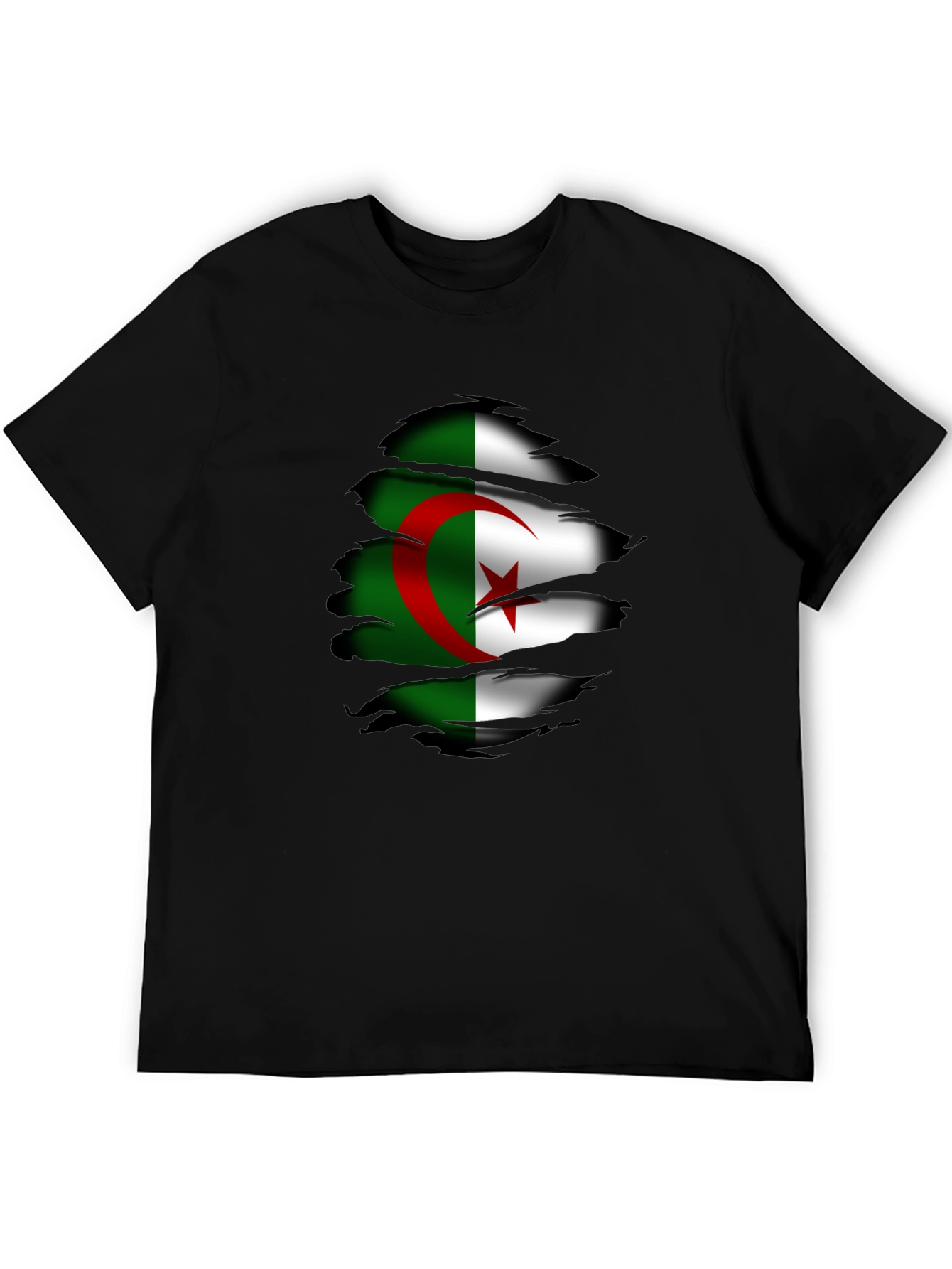 Algeria Flag Ripped T-Shirt - Unique Graphic Tee