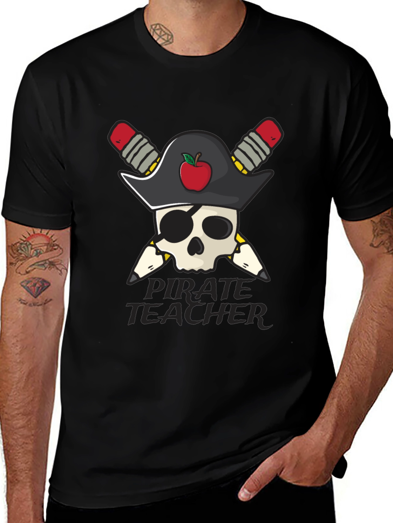 Pirate Teacher Skull Graphic Tee