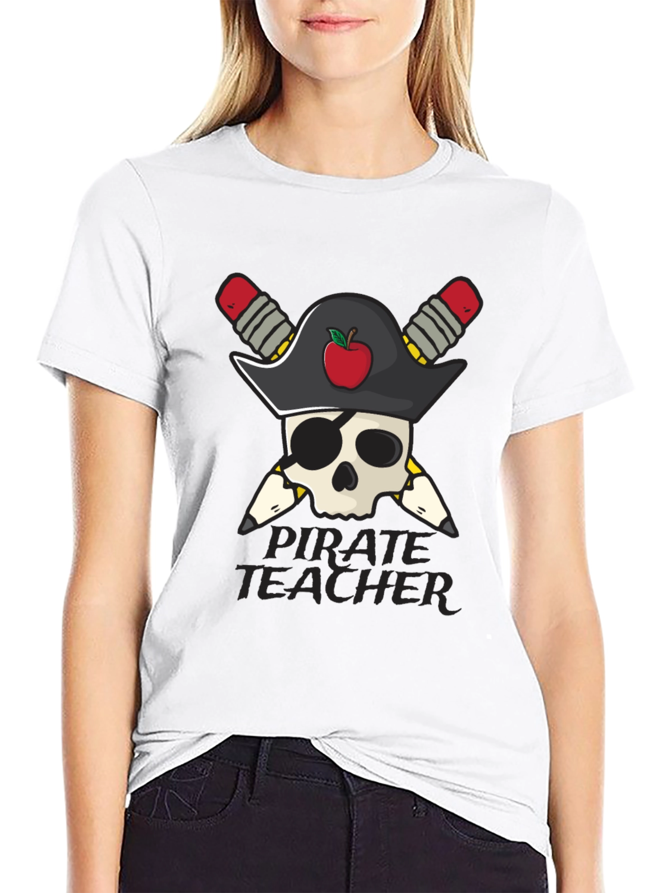 Pirate Teacher Skull Graphic Tee