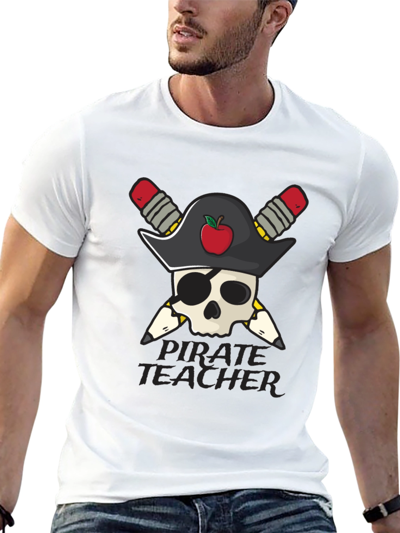 Pirate Teacher Skull Graphic Tee