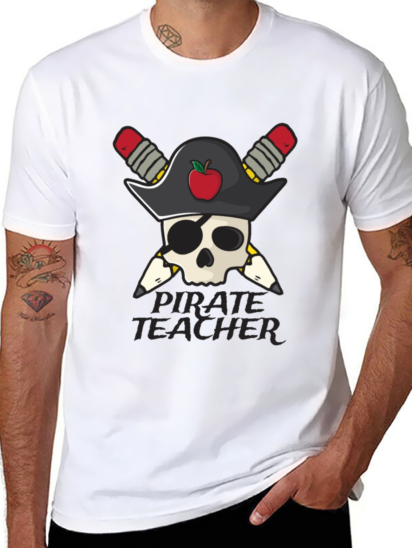 Pirate Teacher Skull Graphic Tee