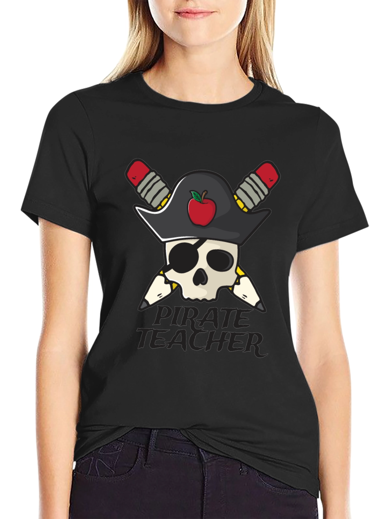 Pirate Teacher Skull Graphic Tee